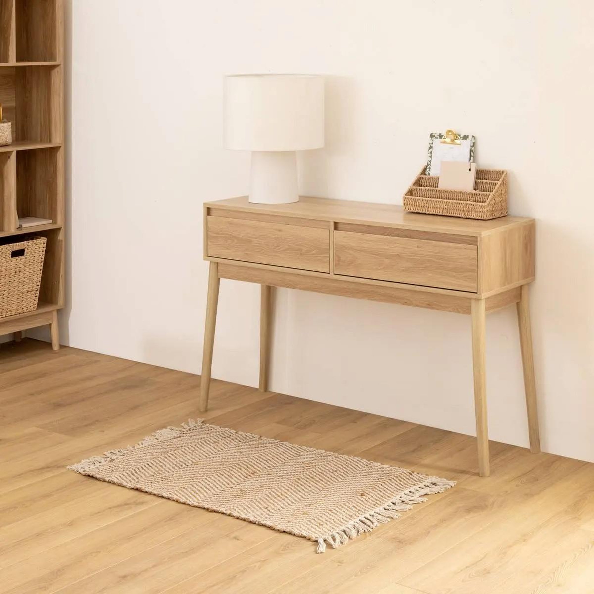 Voir la diapositive 4 : FIVE Console design 2 tiroirs  abana  114cm naturel