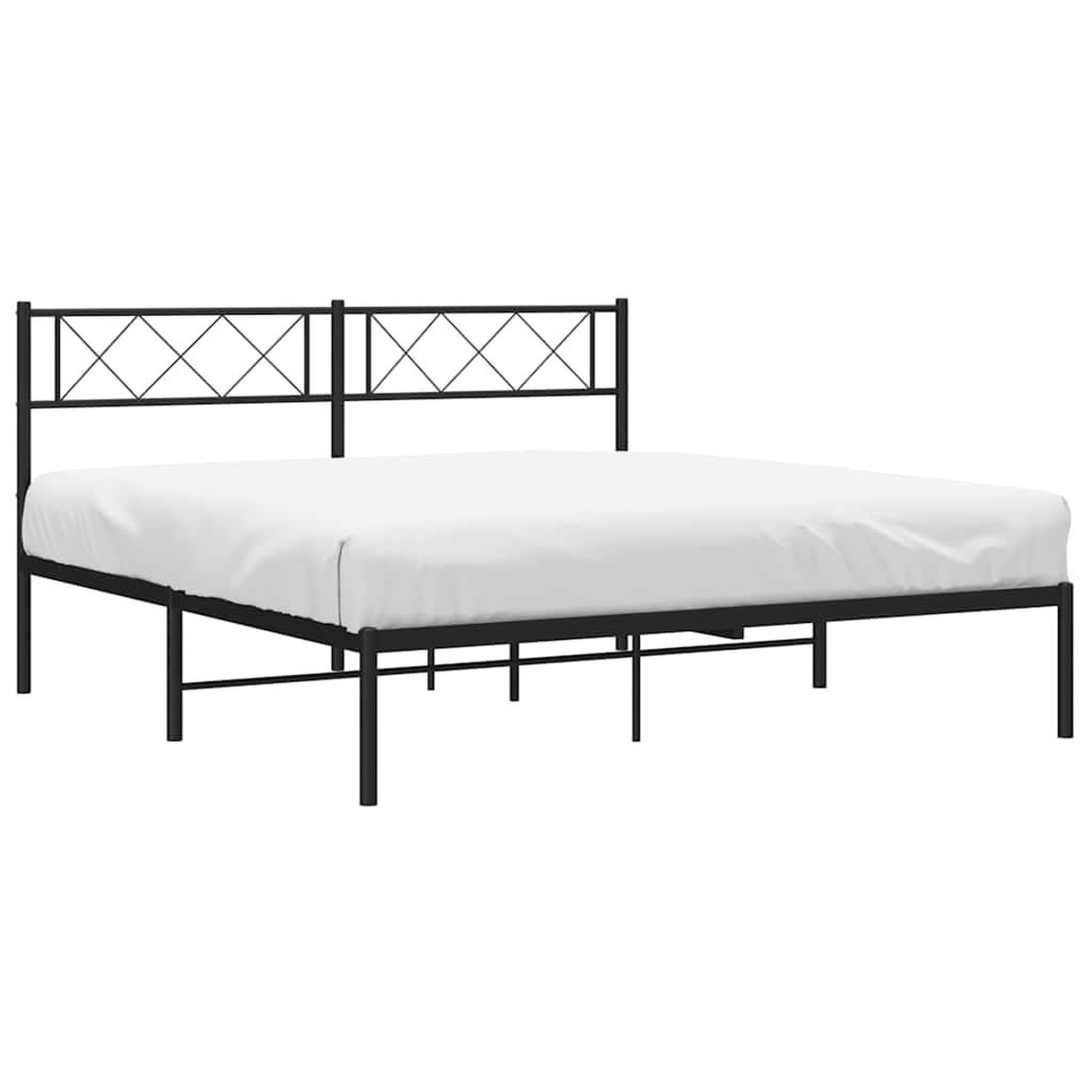 Voir la diapositive 4 : VIDAXL Cadre de lit metal sans matelas avec tete de lit noir 150x200cm