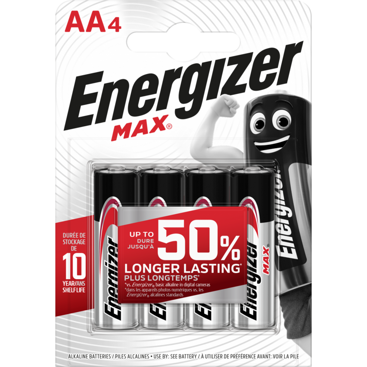 Energizer Lot de 4 piles alcaline aa Max, 1.5 V, ENERGIZER