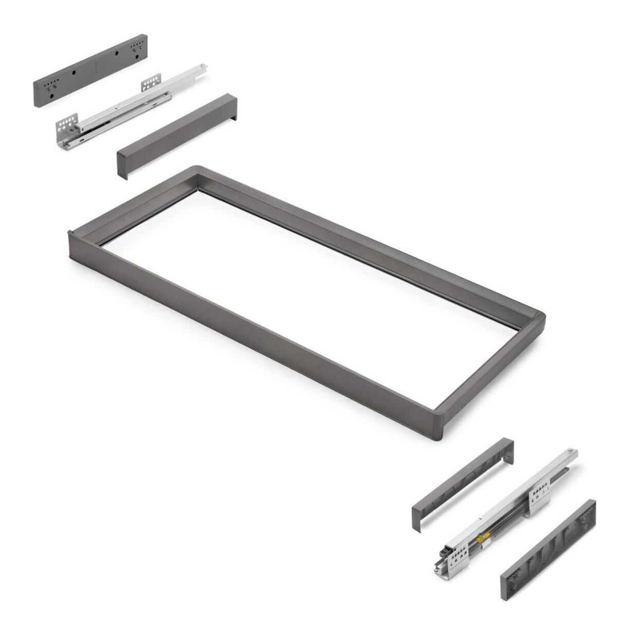 EMUCA SRL Rack avec glissières à extension totale et à fermeture douce pour accessoires d'armoire Quartz -  887-913mm -  Aluminium et plastique -  Titane