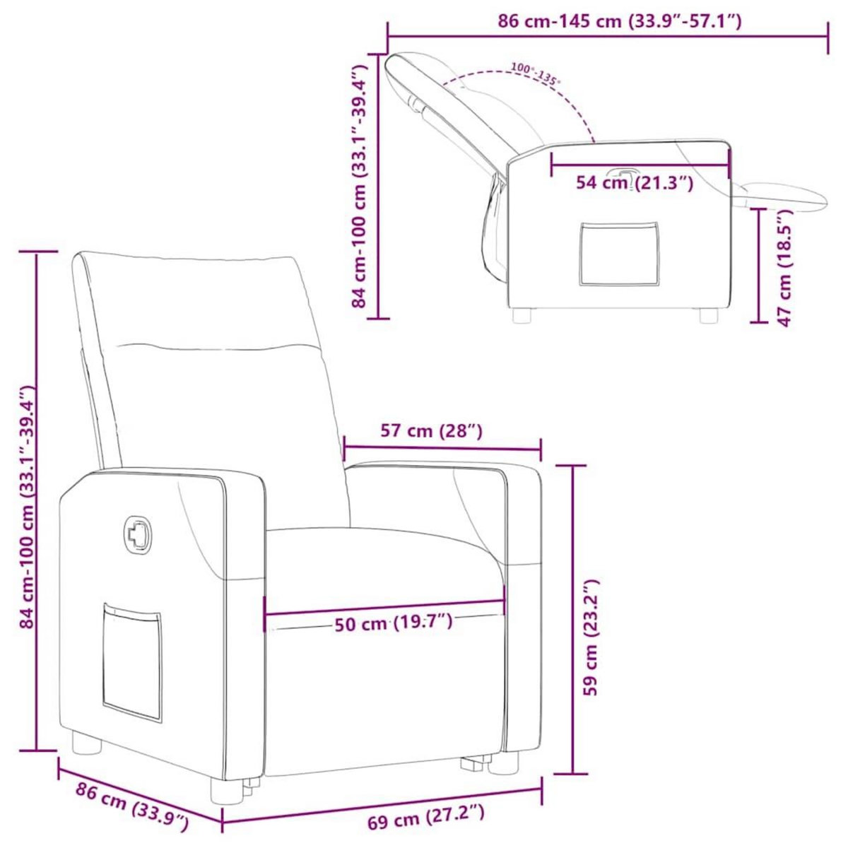 VIDAXL Fauteuil inclinable Marron Tissu