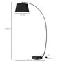 Voir la diapositive 3 : HOMCOM Lampe lampadaire à arc salon courbée - Lampe arceau moderne en métal - Lampadaire sur pied métal lin noir