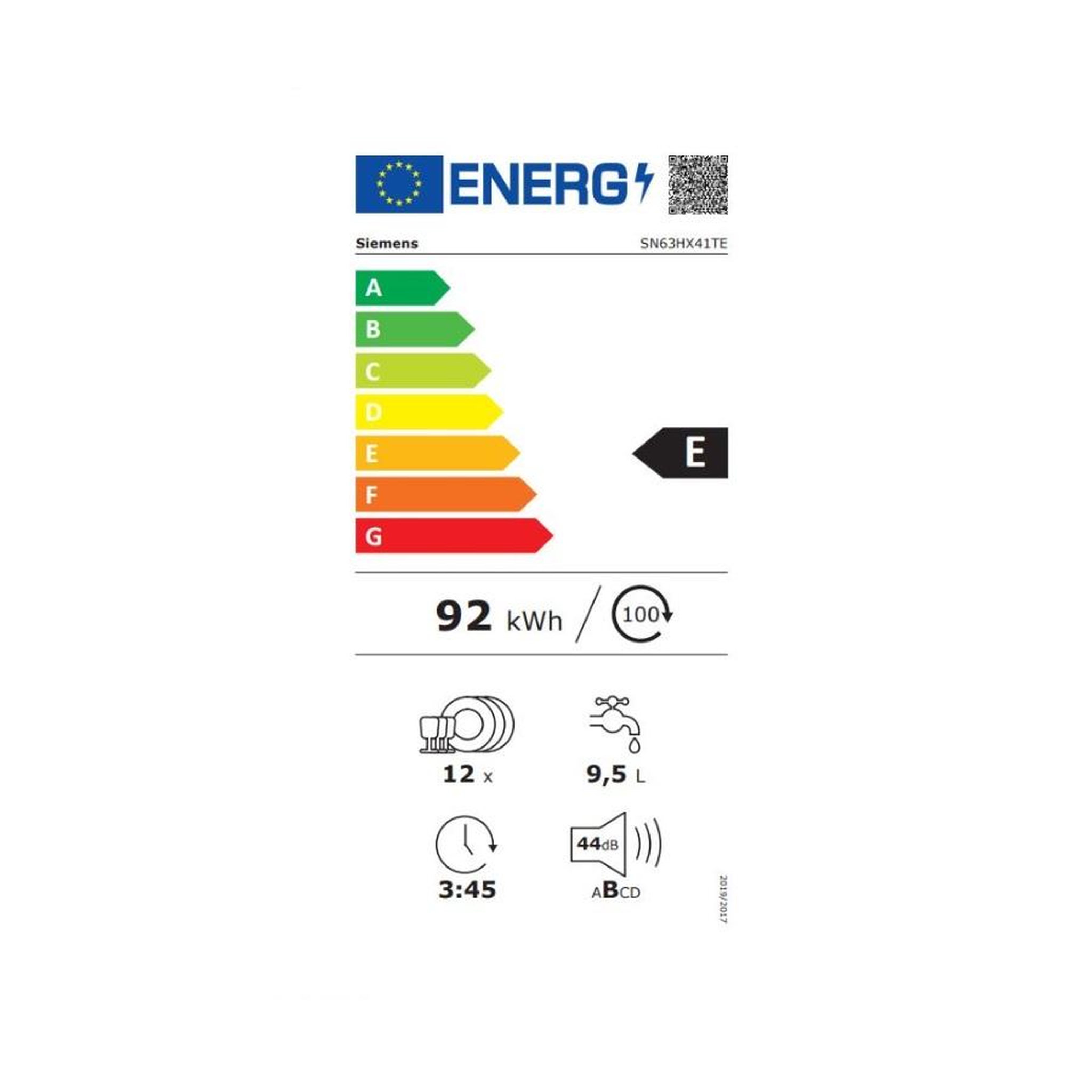 Voir la diapositive 2 : Siemens Lave-vaisselle 60cm 12 couverts 44db tout intégrable - sn63hx41te