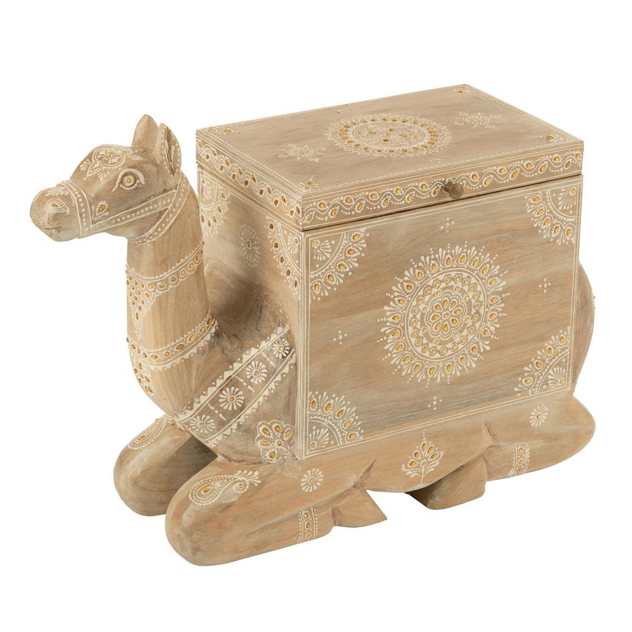 J-LINE Coffre Chameau en Bois  Perle du Sahara  69cm Naturel