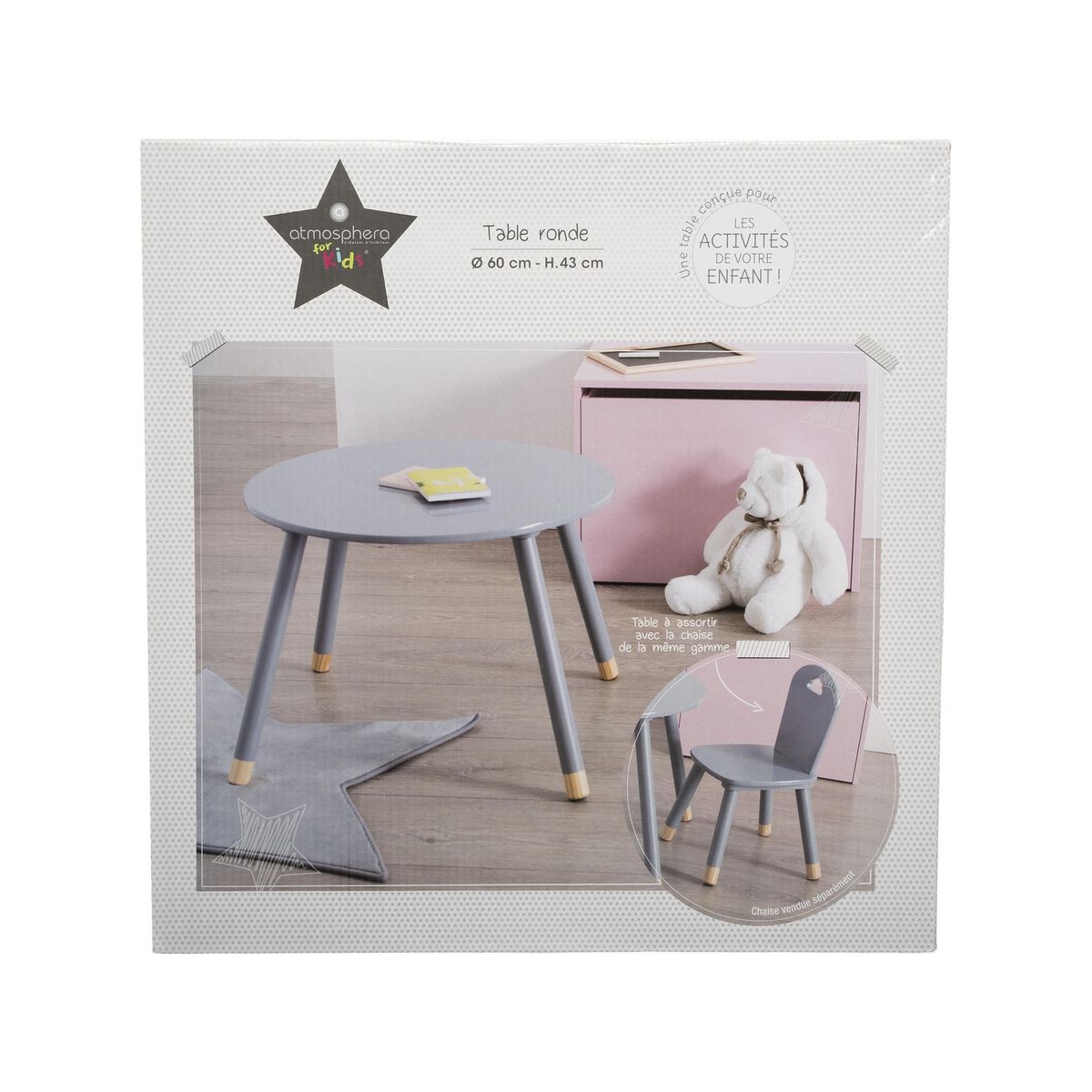 ATMOSPHERA Table enfant en bois D60cm SWEET