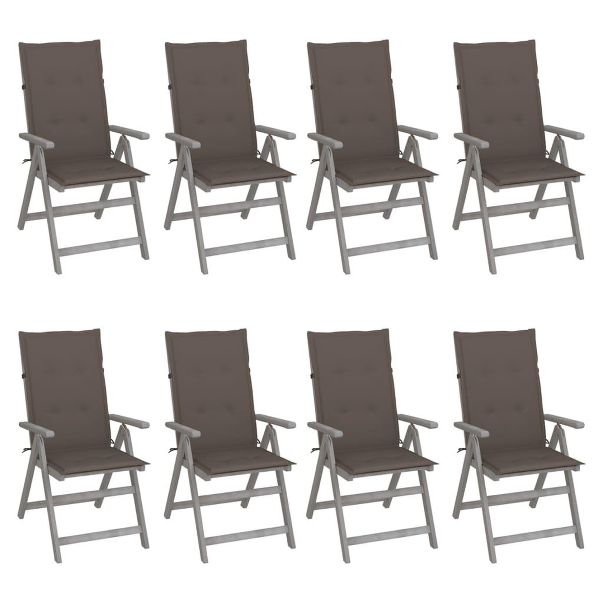 VIDAXL Chaises inclinables de jardin et coussins lot de 8 Gris Acacia
