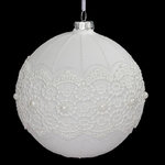 FEERIC LIGHT & CHRISTMAS Boule de Noël en Verre  Dentelle Perle  10cm Blanc