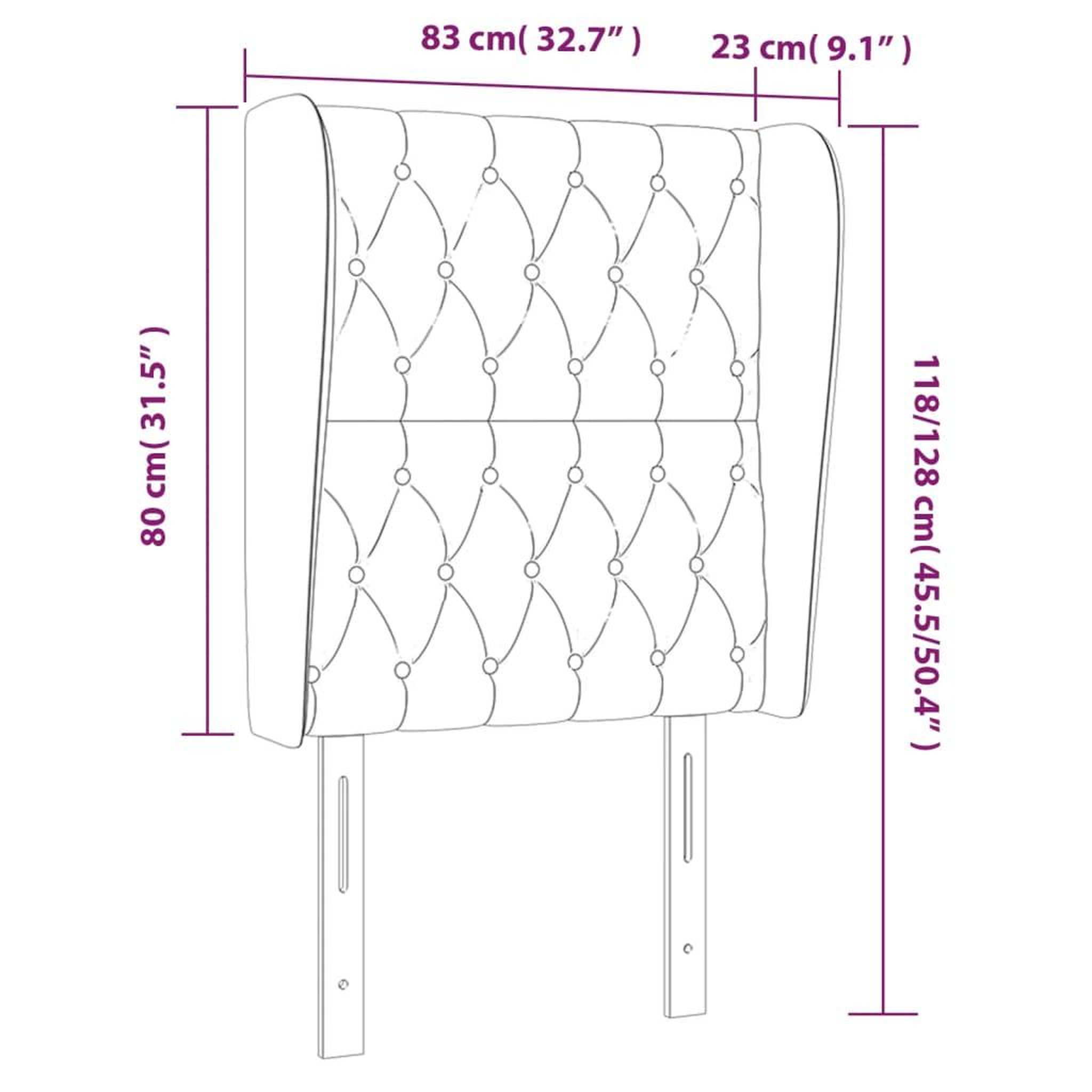 Voir la diapositive 6 : VIDAXL Tete de lit avec oreilles Gris fonce 83x23x118/128 cm Tissu