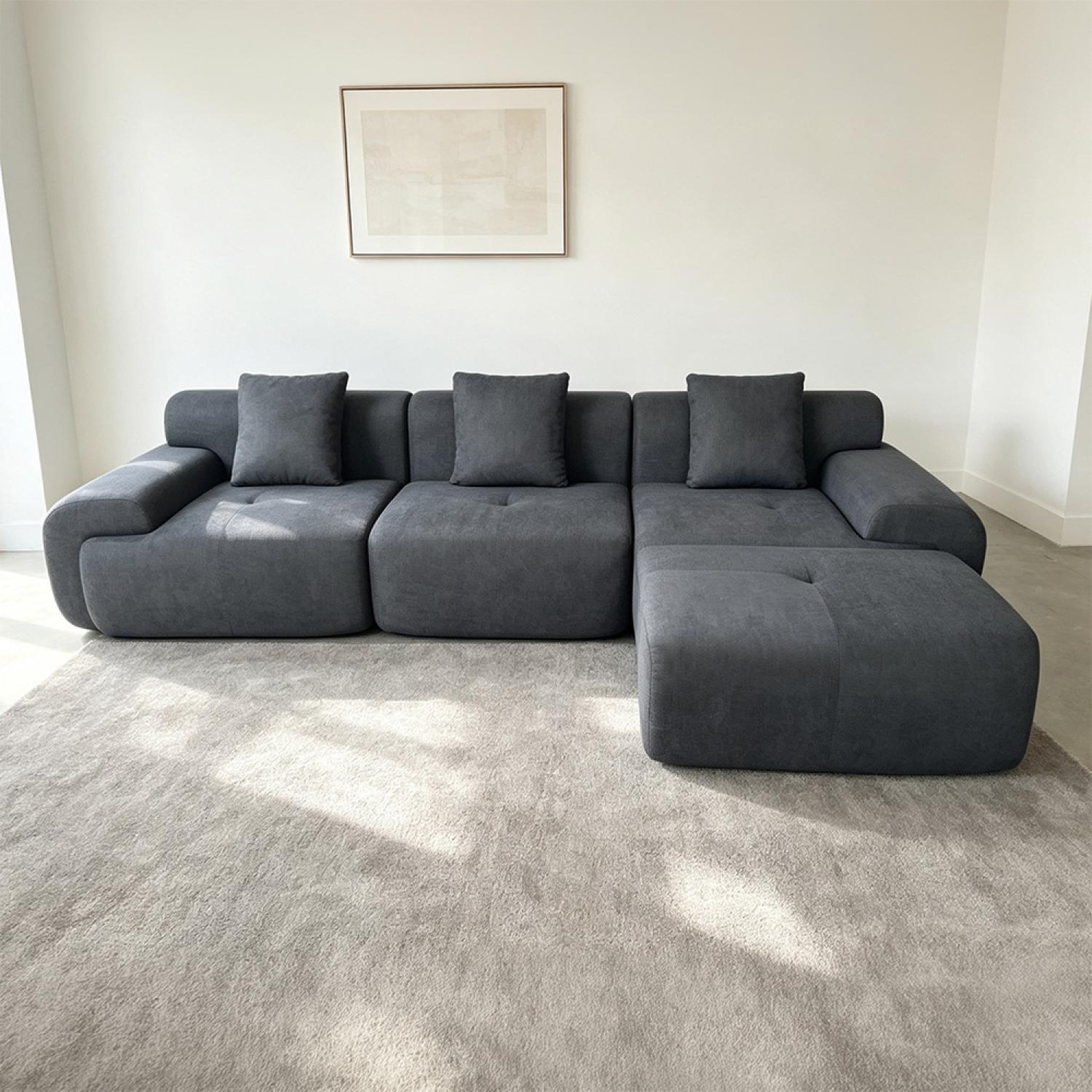 Voir la diapositive 5 : CONCEPT USINE Canapé nuage compressé modulable en tissu chenille gris 4-5 places sheffield