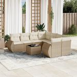 VIDAXL Salon de jardin avec coussins 9 pcs beige resine tressee