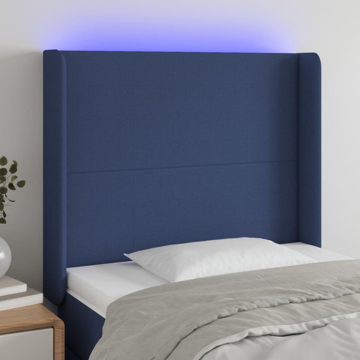 VIDAXL Tete de lit a LED Bleu 103x16x118/128 cm Tissu