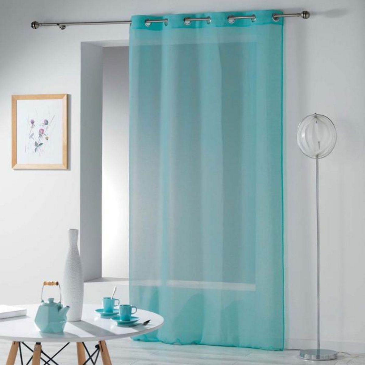 Paris Prix Rideau Voilage Étamine  Telma  140x240cm Bleu