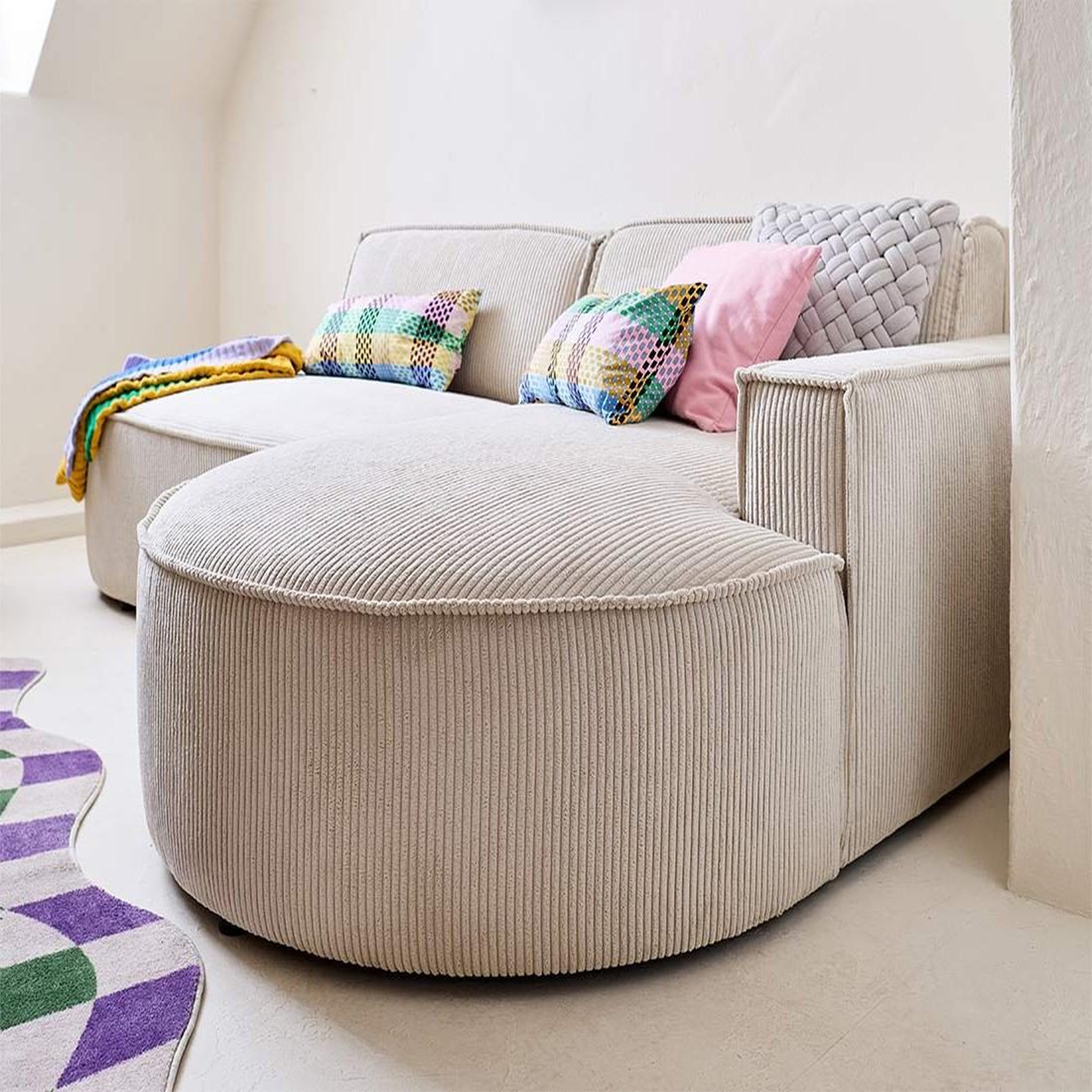 Voir la diapositive 3 : LISA DESIGN Spiaggia - canapé d'angle droit - forme arrondie - 4 places - en velours côtelé