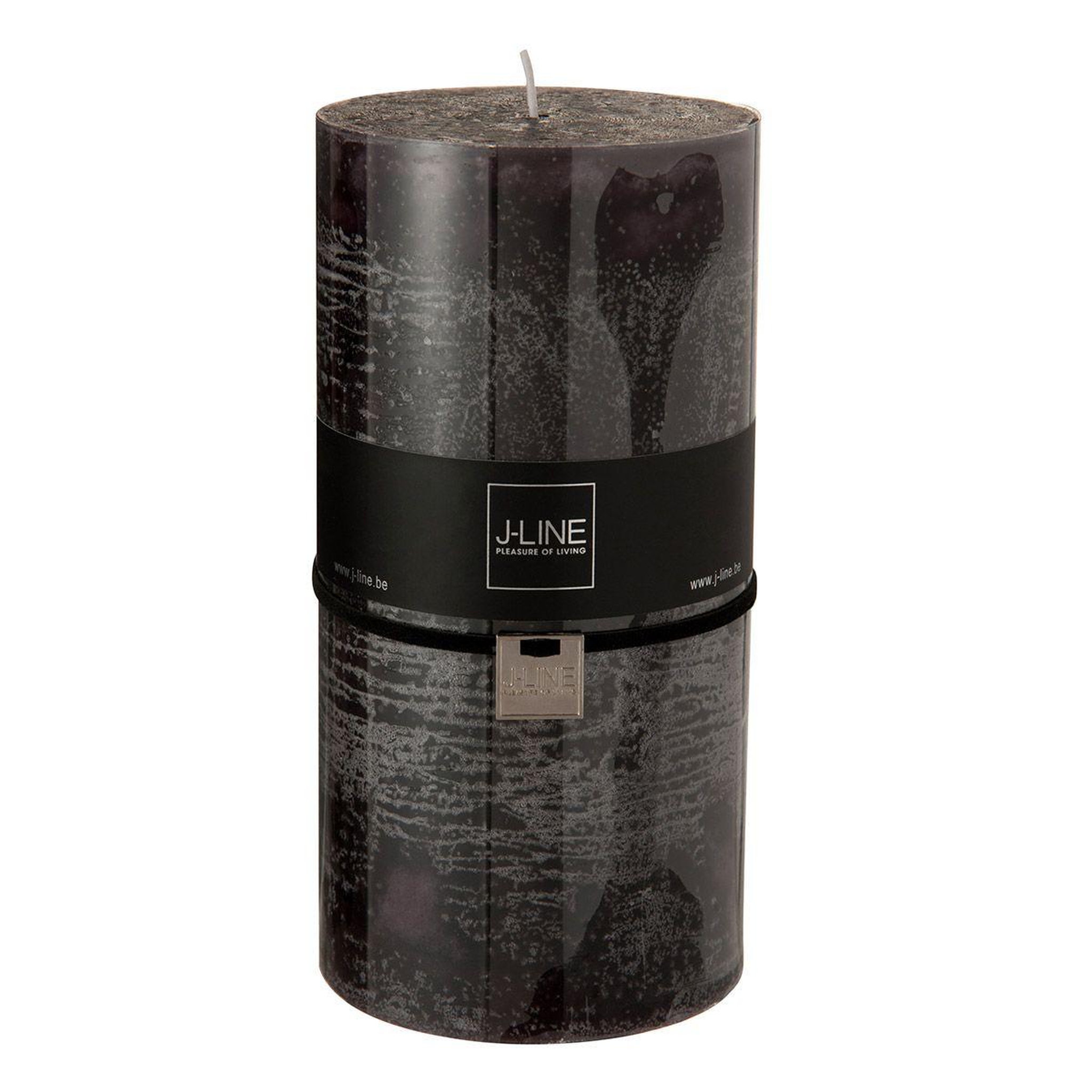 J-LINE Bougie cylindrique déco  junina  20cm noir marron