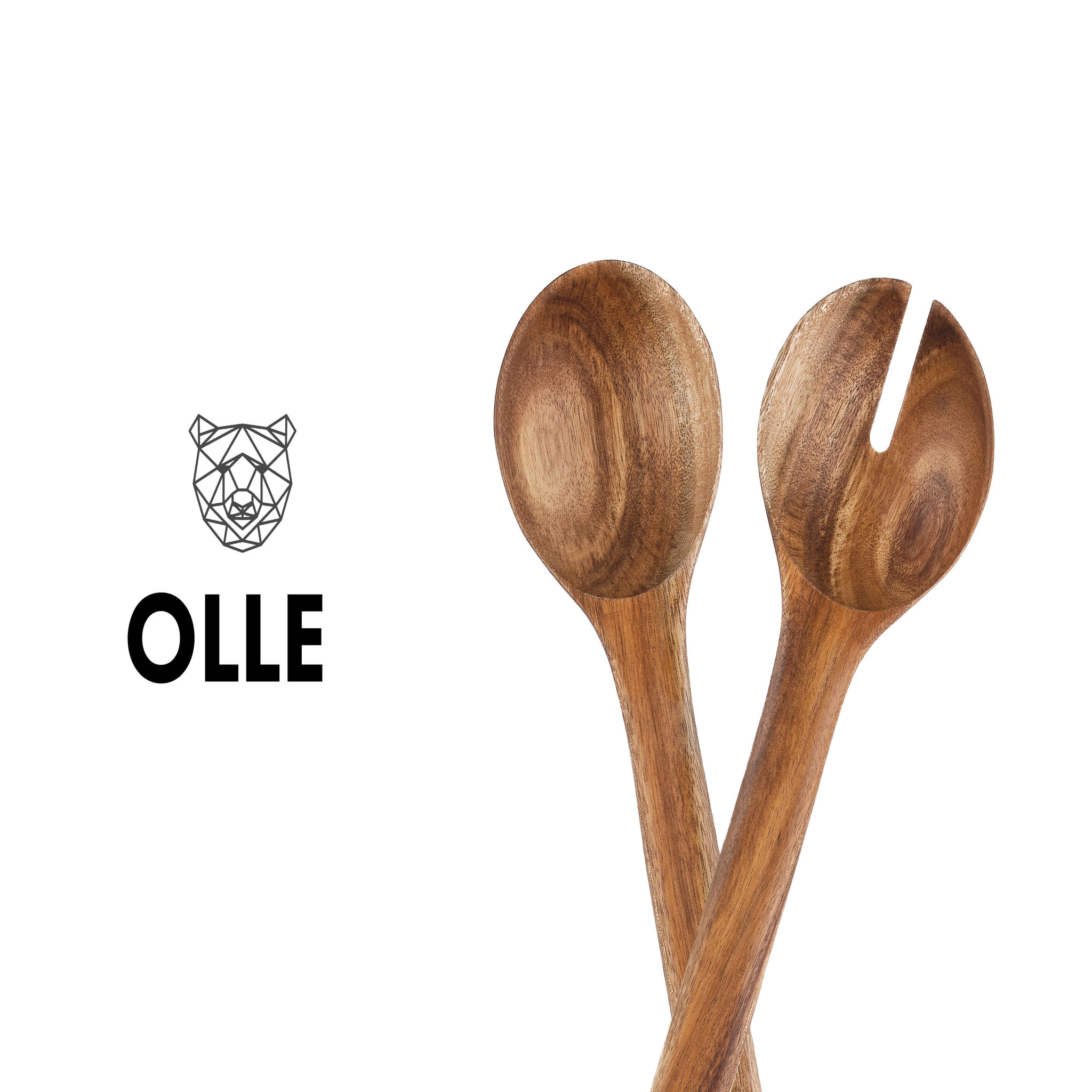 Voir la diapositive 3 : BJORN Couverts à salade en bois d'acacia OLLE