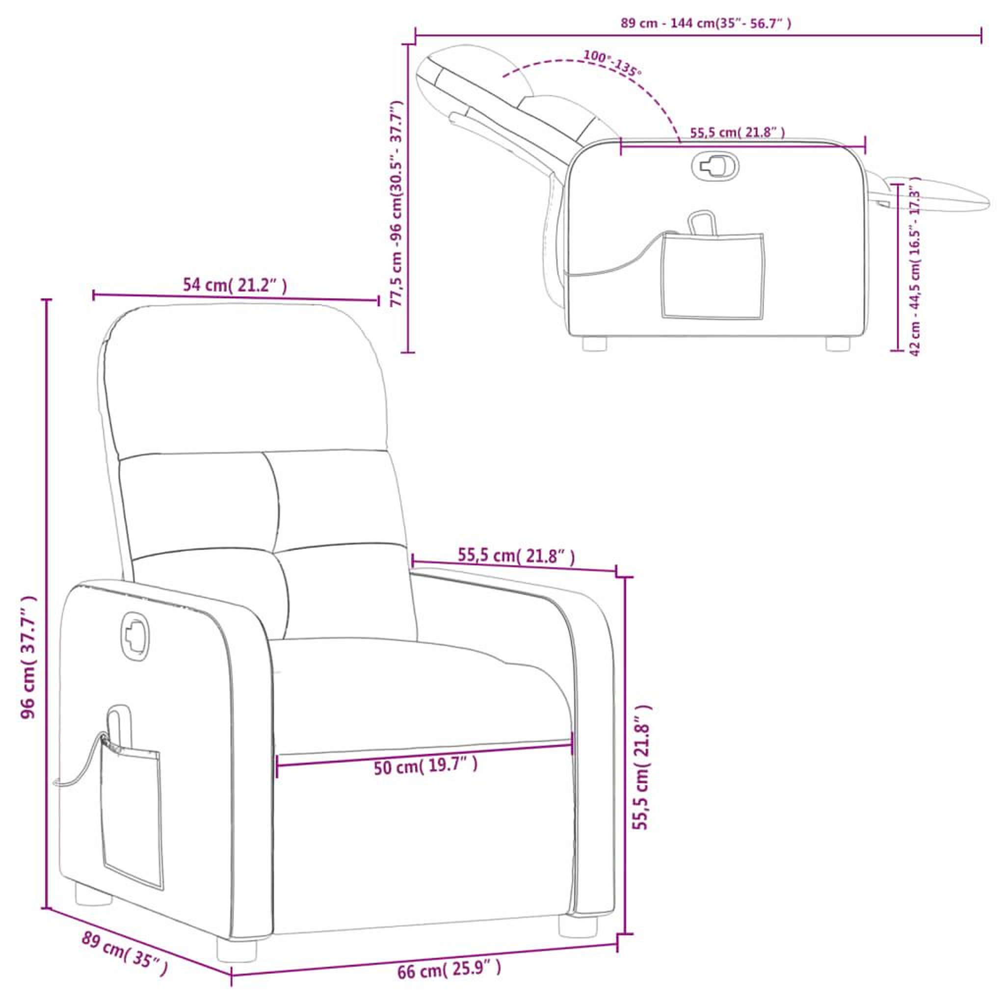Voir la diapositive 6 : VIDAXL Fauteuil de massage inclinable Marron fonce Tissu