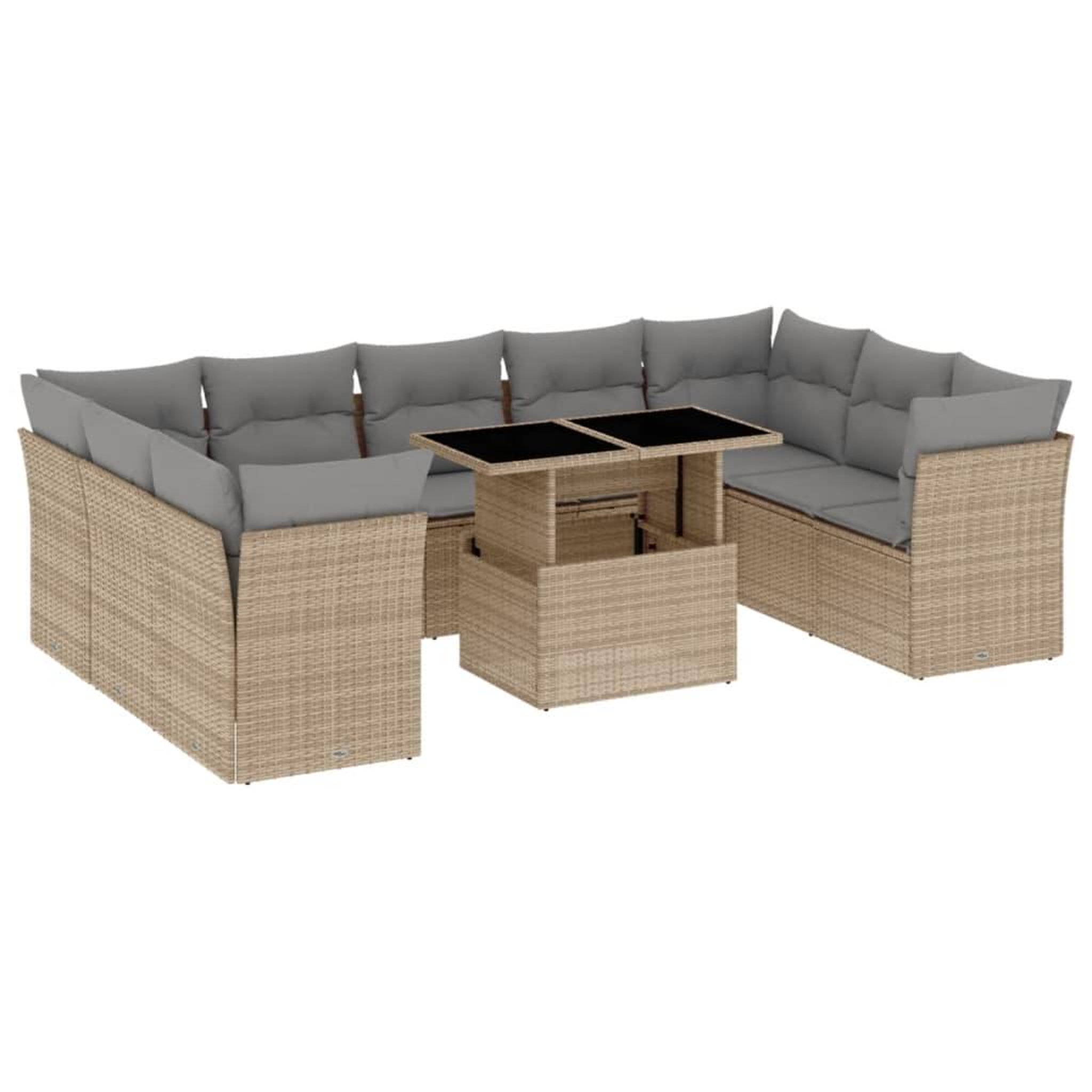 Voir la diapositive 2 : VIDAXL Salon de jardin avec coussins 10 pcs beige resine tressee