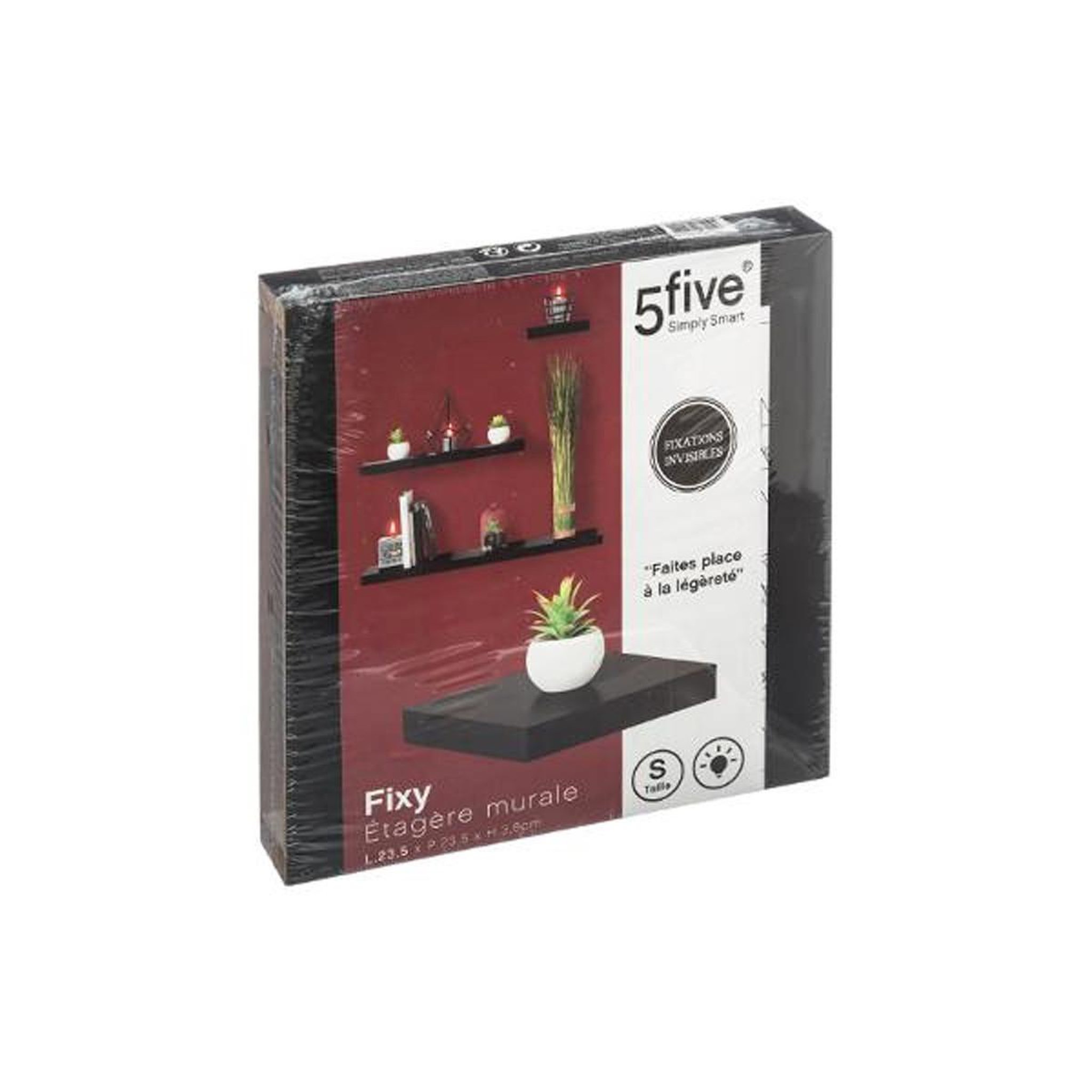 Voir la diapositive 3 : FIVE Étagère murale carré  fixy  24cm noir