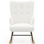 Voir la diapositive 3 : ID MARKET Fauteuil scandinave IVAR en tissu à bascule bouclette blanc
