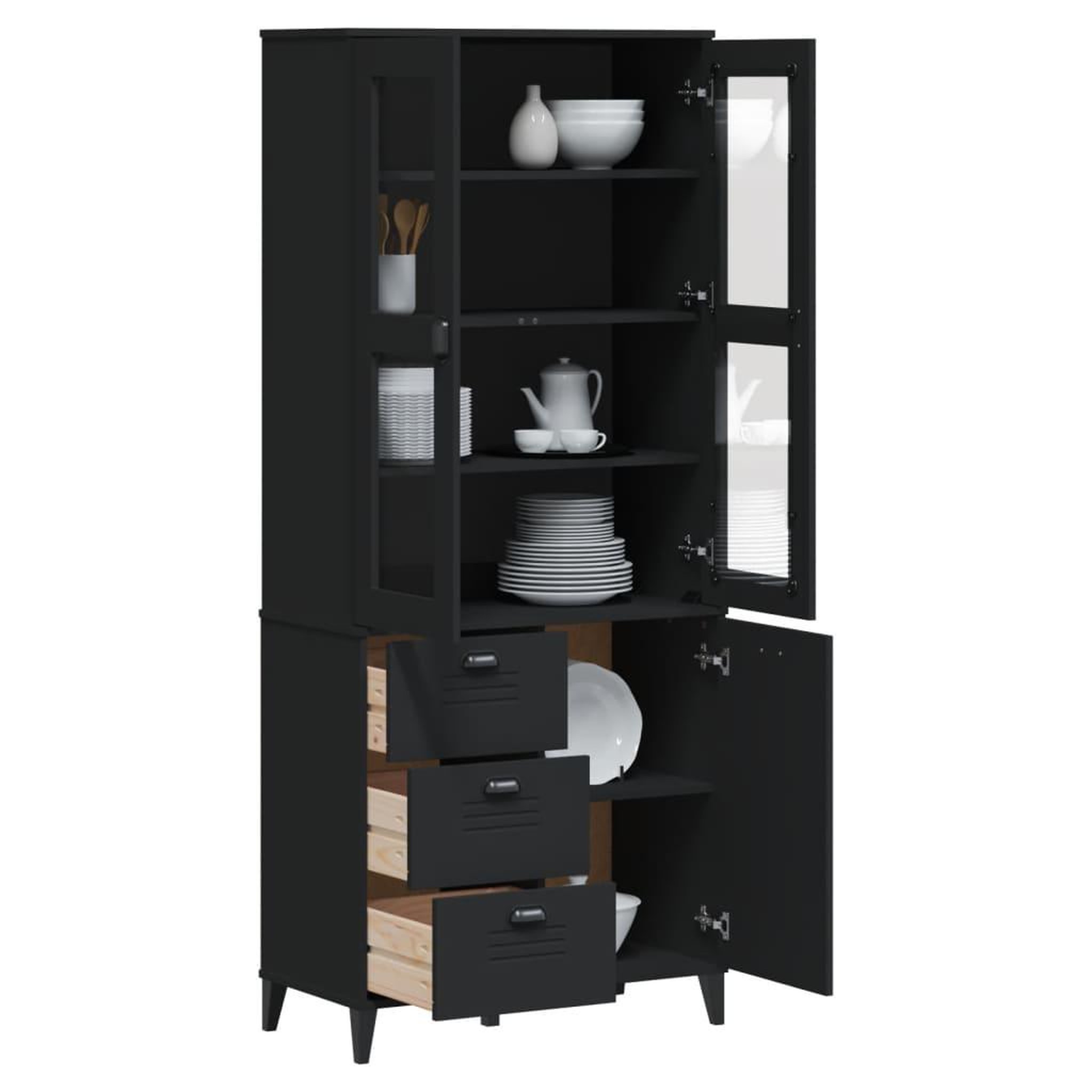 VIDAXL Buffet VIKEN noir 80x40x190 cm bois massif de pin