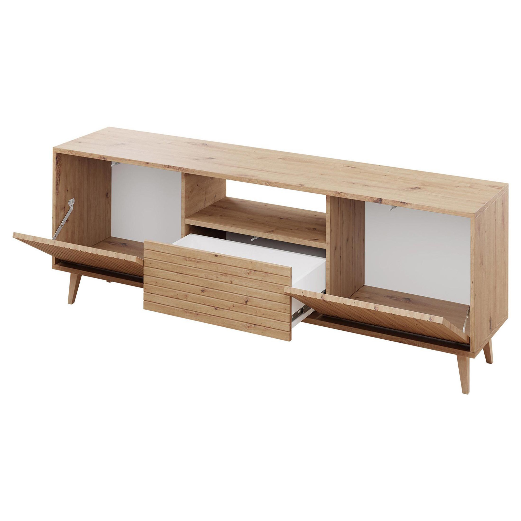 Voir la diapositive 3 : BEST MOBILIER Diego - meuble tv - effet bois - 2 portes et 1 niche -180 cm