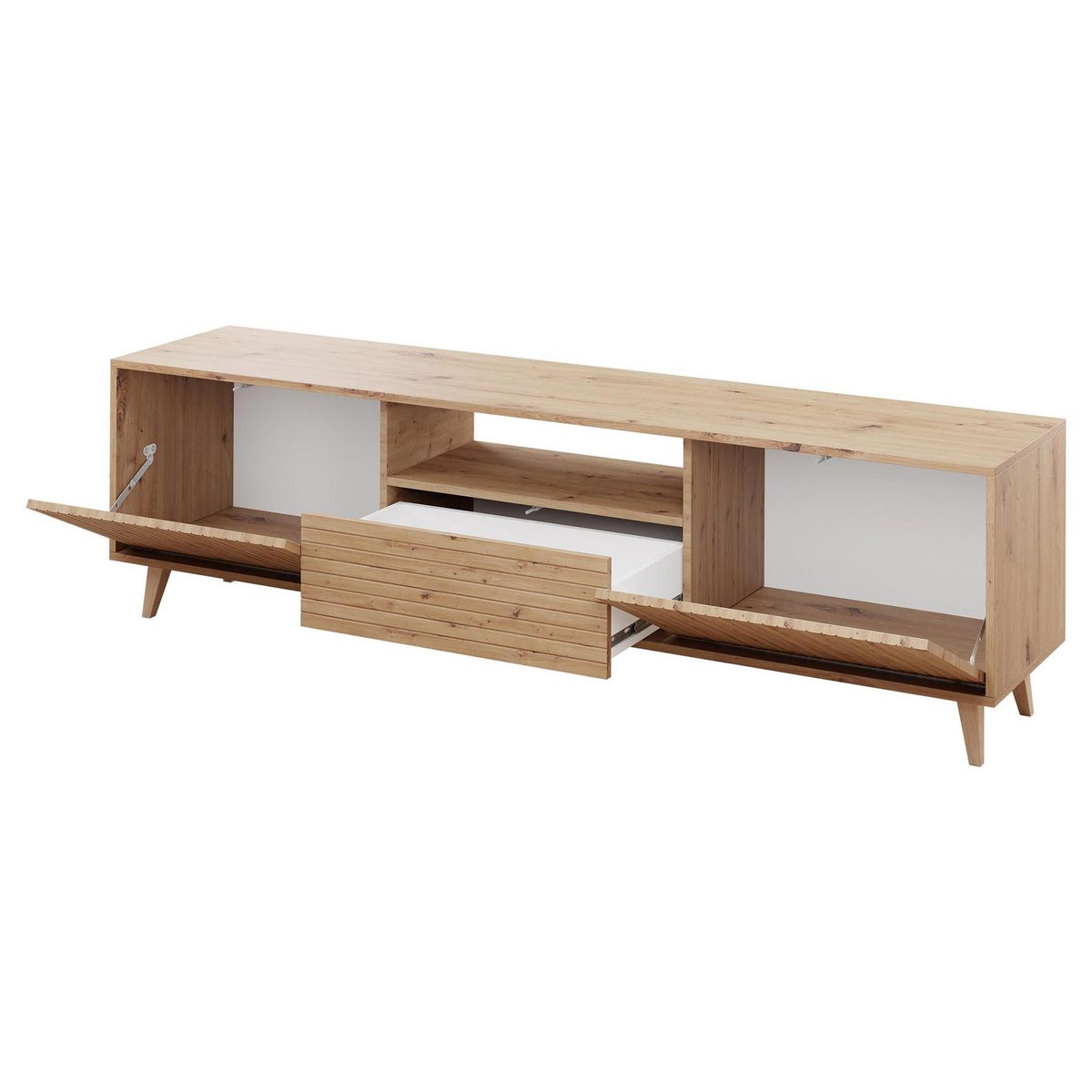 BEST MOBILIER Diego - meuble tv - effet bois - 2 portes et 1 niche -180 cm