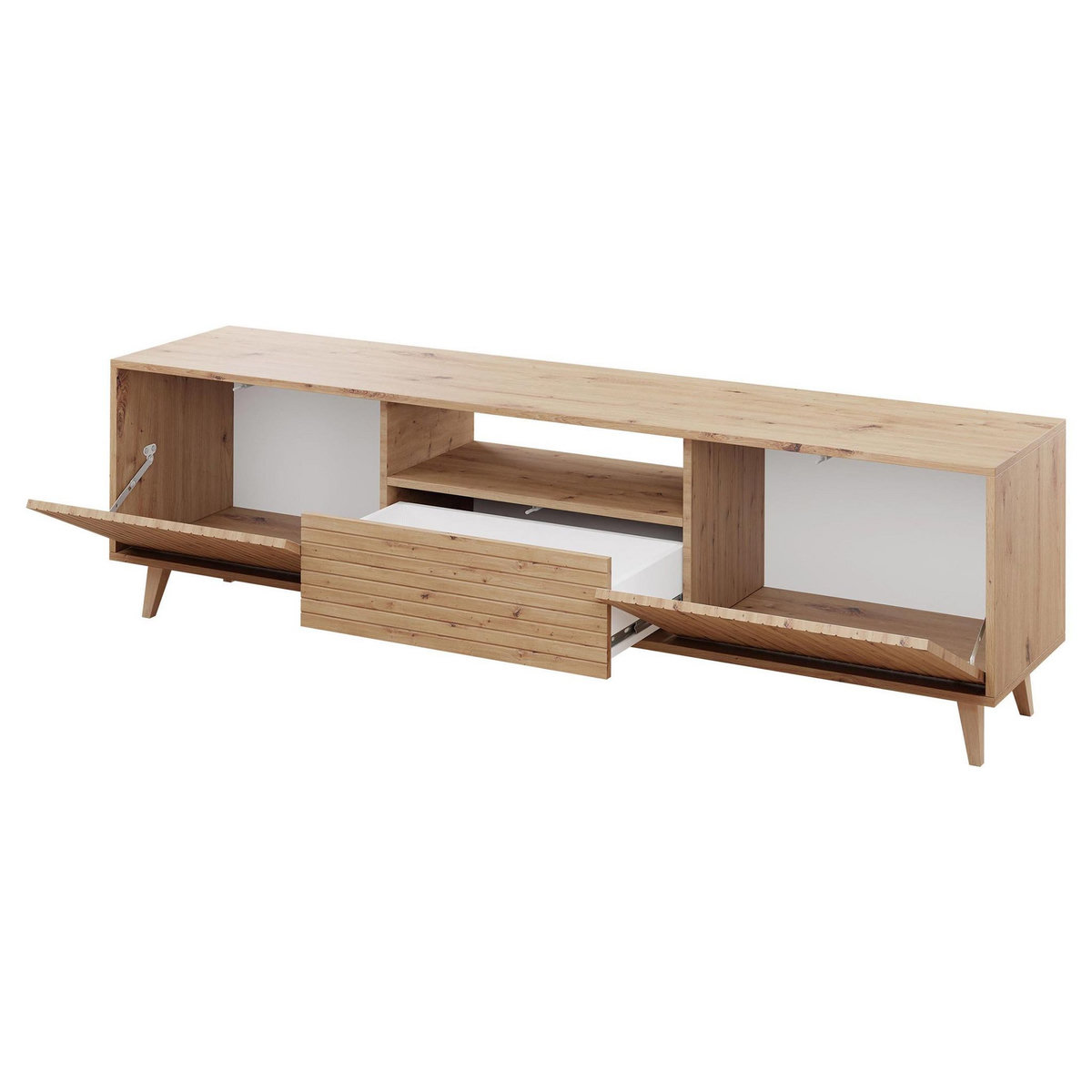 BEST MOBILIER Diego - meuble tv - effet bois - 2 portes et 1 niche -180 cm