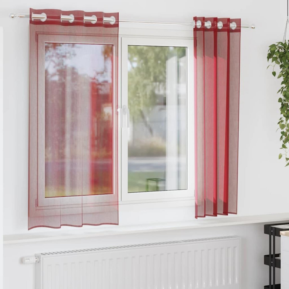 VIDAXL Rideaux en voile avec œillets 2 pcs rouge bordeaux