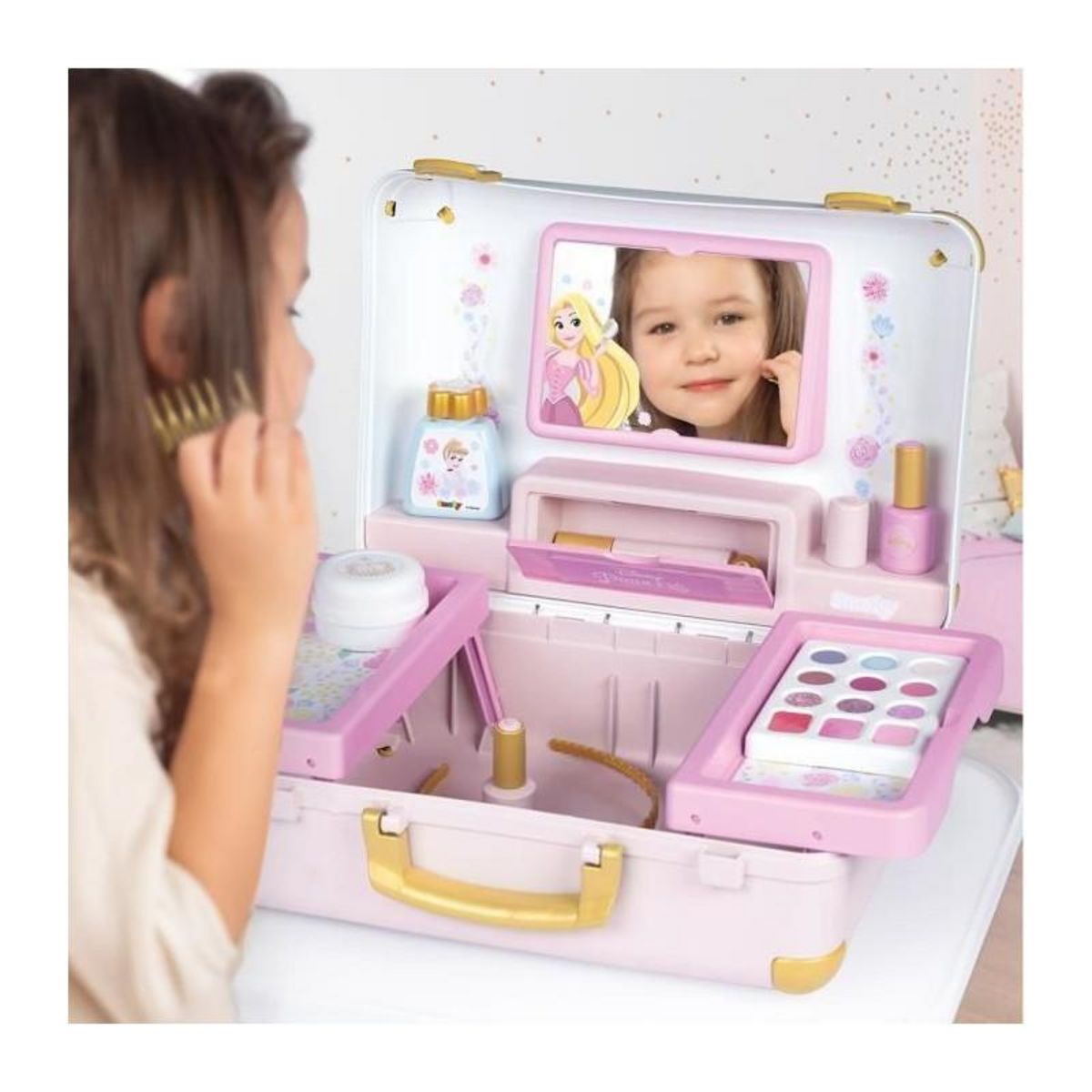 SMOBY Smoby - Disney Princesse - Valise beauté facile a transporter - 13 accessoires inclus : coiffure, onglerie, maquillage - Fabric