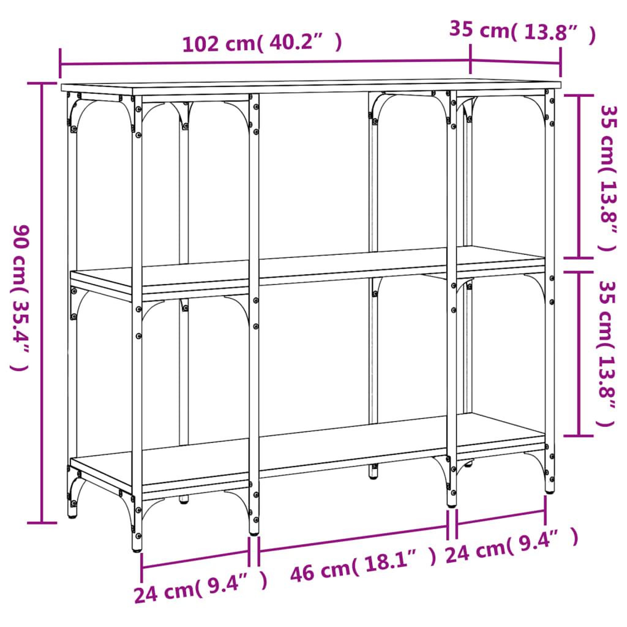 Voir la diapositive 6 : VIDAXL Table console chene sonoma 102x35x90 cm bois d'ingenierie