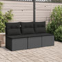 Voir la diapositive 3 : VIDAXL Canape de jardin avec coussins 3 places noir resine tressee