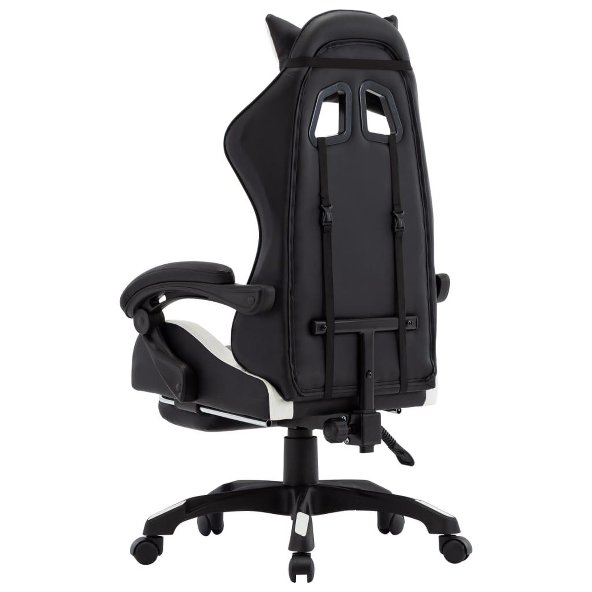 Voir la diapositive 5 : VIDAXL Fauteuil de jeux video et repose-pied Blanc et noir Similicuir