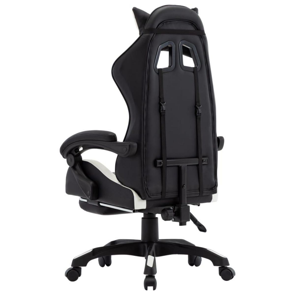 VIDAXL Fauteuil de jeux video et repose-pied Blanc et noir Similicuir