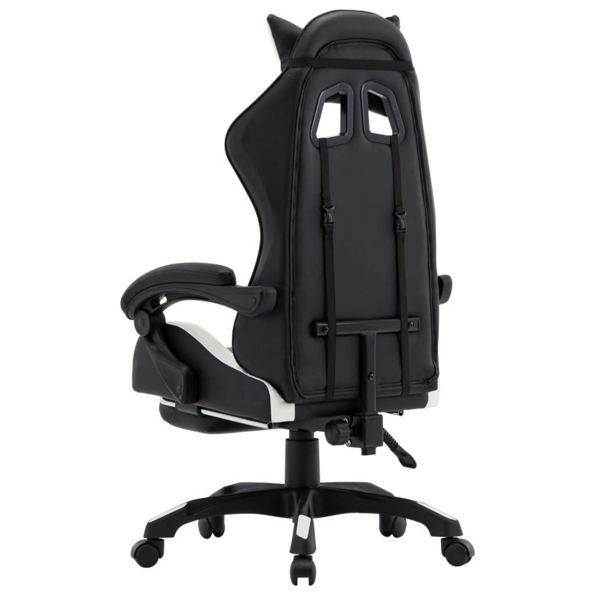VIDAXL Fauteuil de jeux video et repose-pied Blanc et noir Similicuir