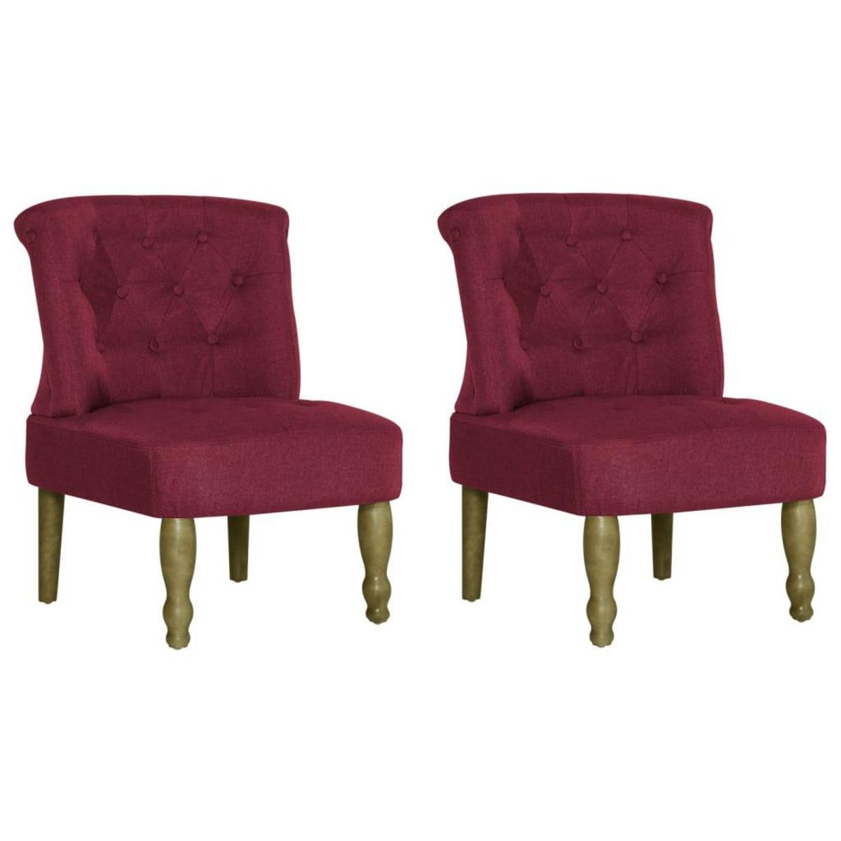 VIDAXL Chaises françaises lot de 2 rouge bordeaux tissu