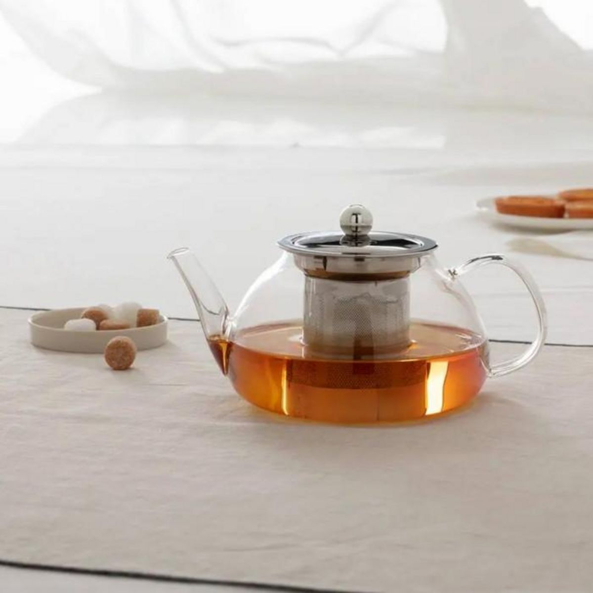 SECRET DE GOURMET Théière en Verre  Bec  21cm Argent