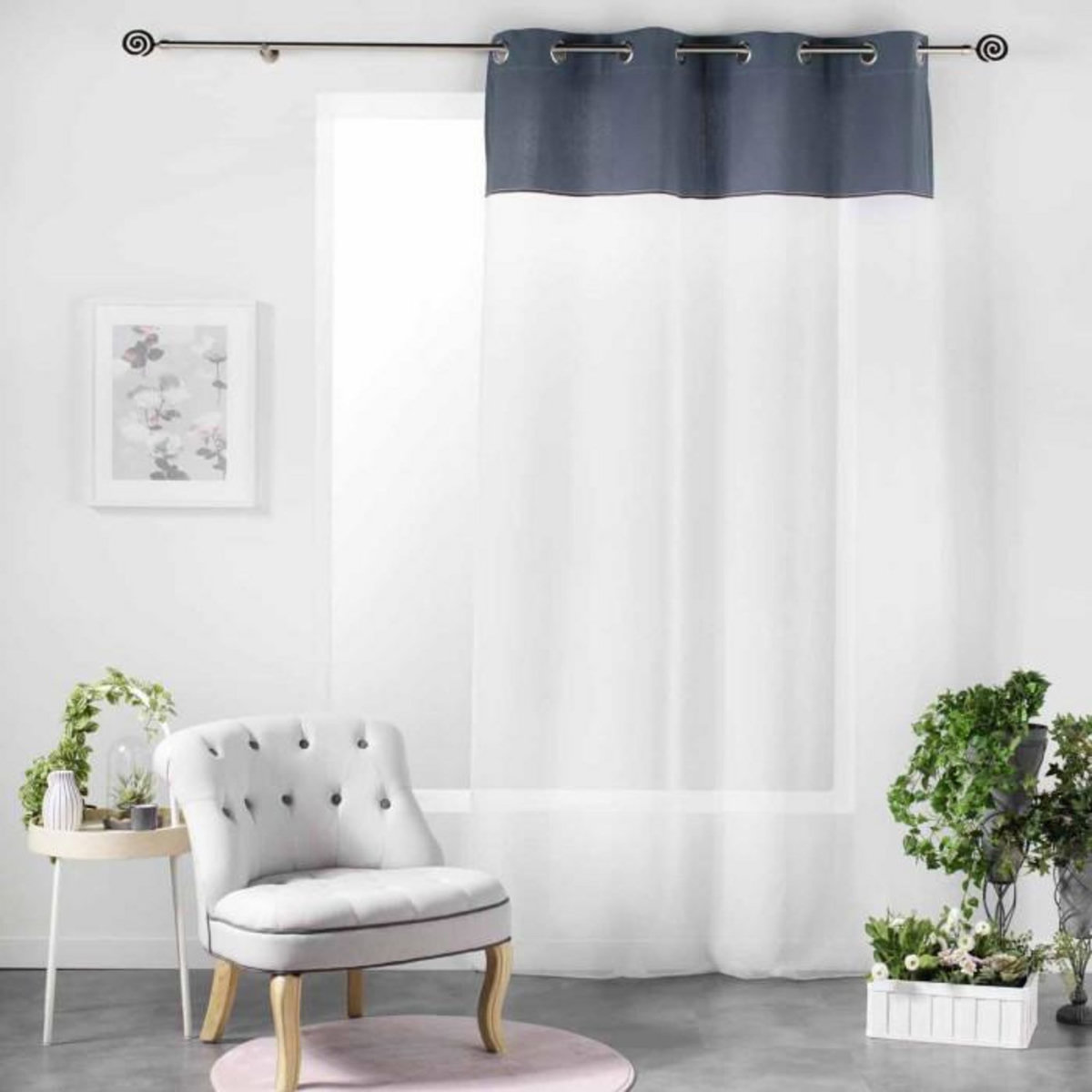 Paris Prix Rideau Voilage à Œillets  Jolibel  137x240cm Bleu