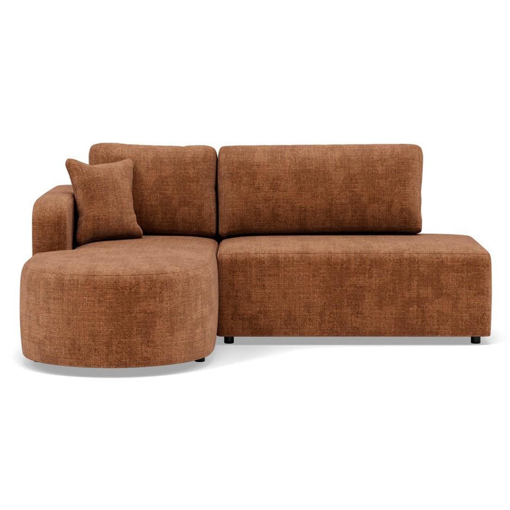Voir la diapositive 1 : BEST MOBILIER Miro - canapé d'angle gauche 4 places convertible avec coffre en velours texturé