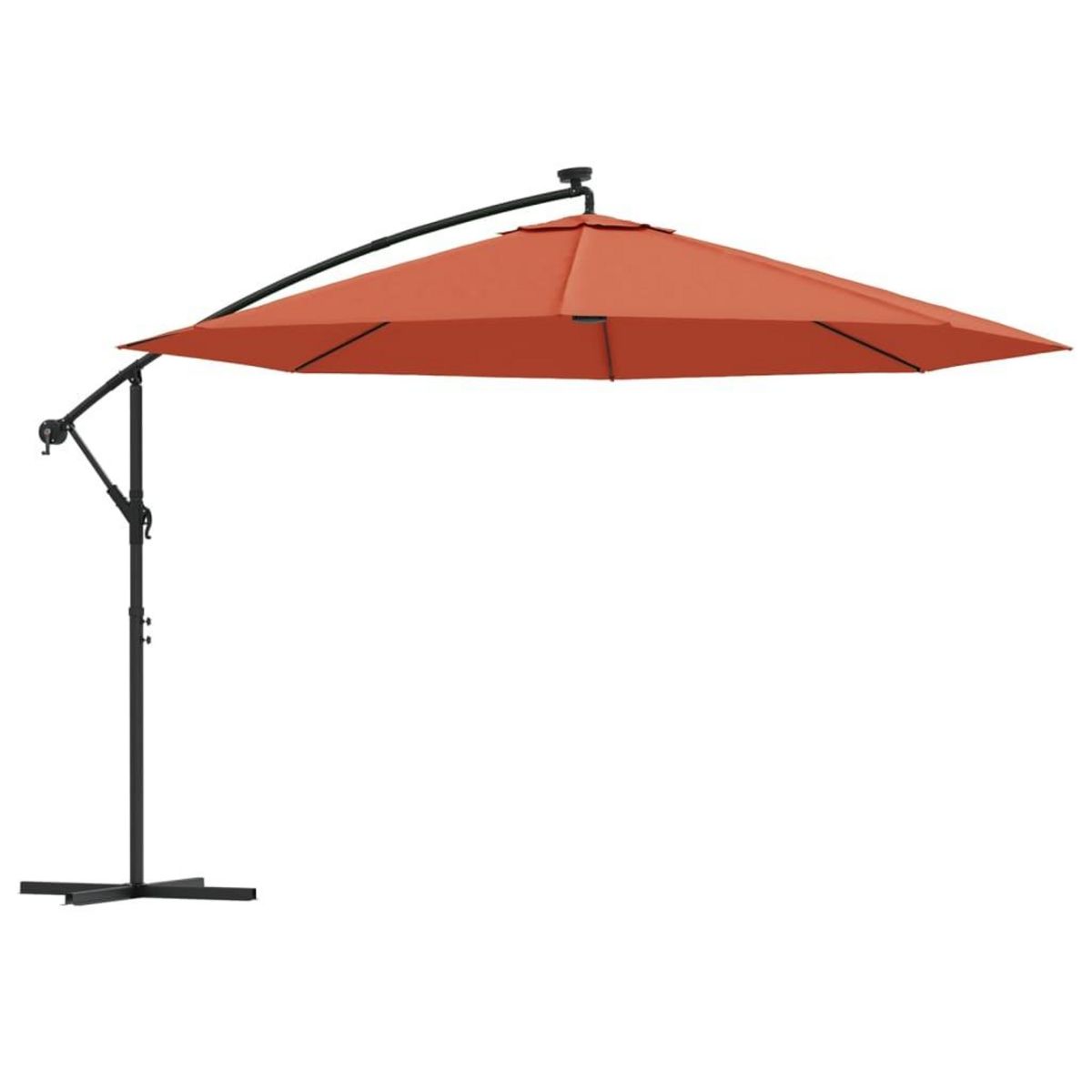 VIDAXL Parasol de jardin en porte-a-faux avec lumieres LED terre cuite