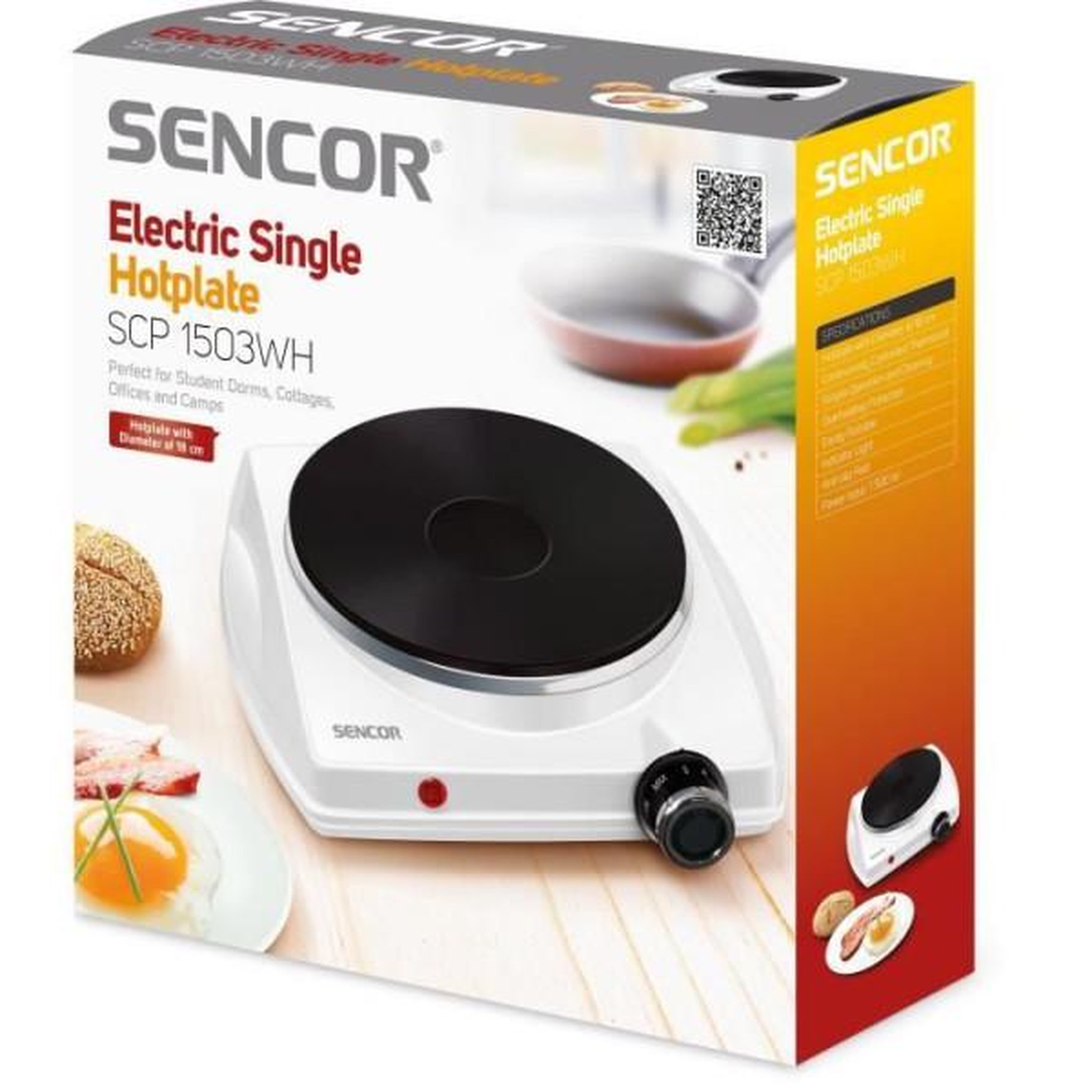 Voir la diapositive 4 : MARKET24 Plaque de Cuisson - Mobile Electrique Plaque de cuisson électrique - SENCOR - SCP 1503WH-EUE4 - 1500 W - 1 foyer - Blanc