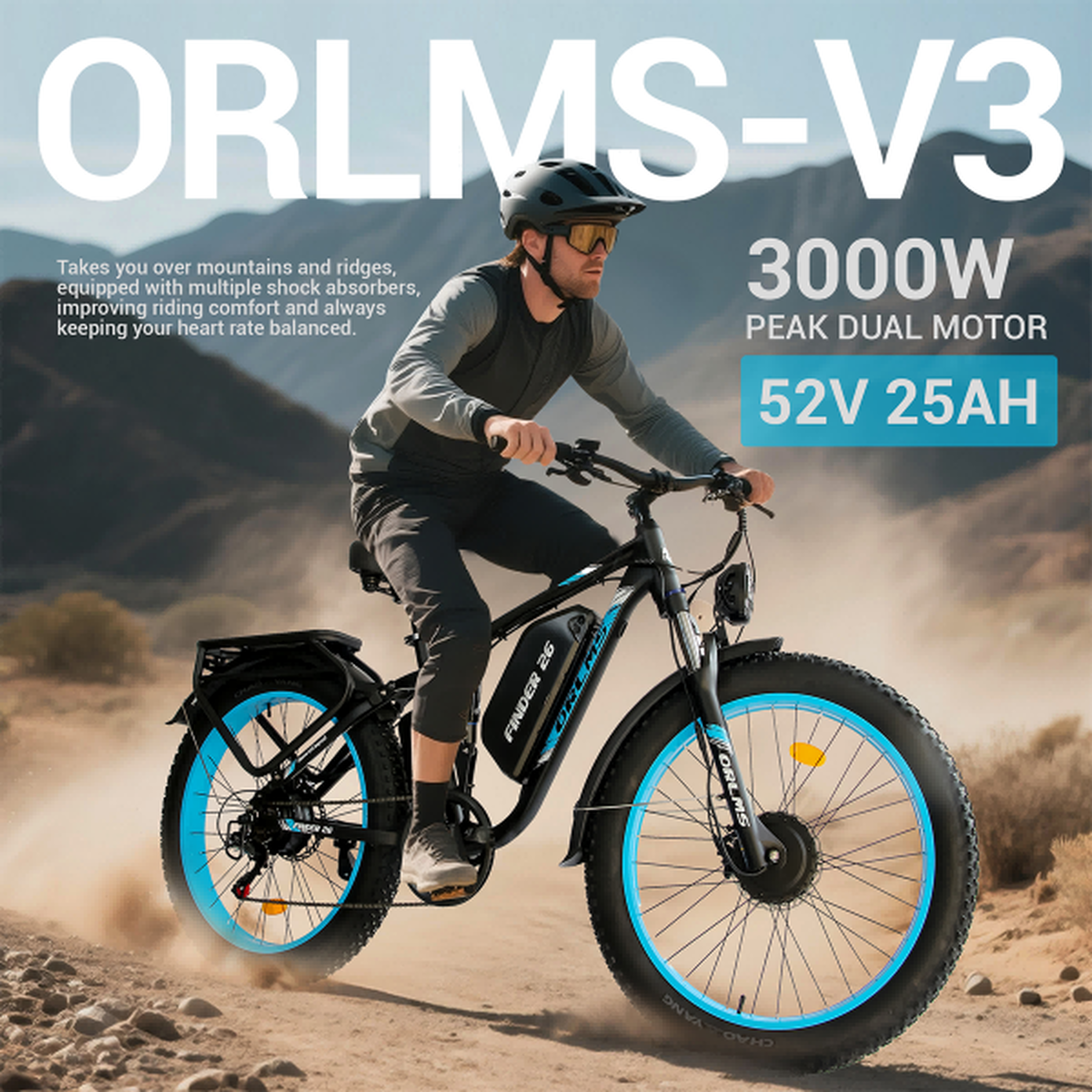 Voir la diapositive 5 : ORLMS Vélo électrique ORLMS V3, double moteur, batterie 60 V 25 Ah