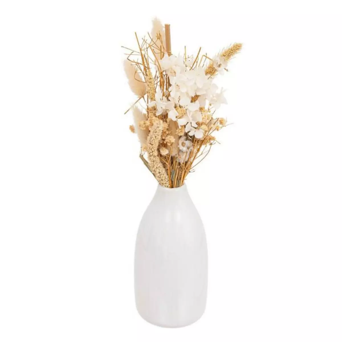 ATMOSPHERA Composition de Fleurs Séchées  Vase  25cm Blanc