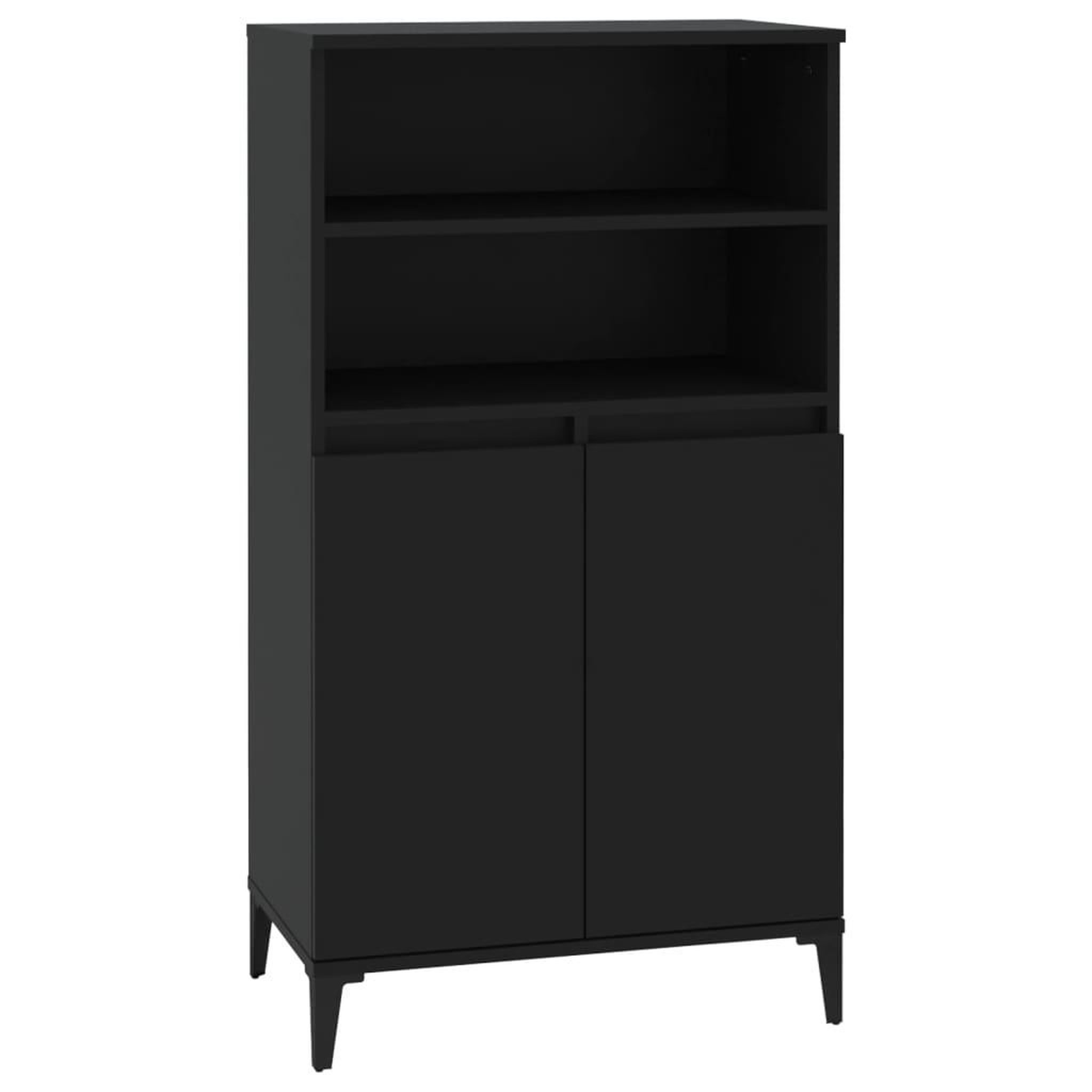 Voir la diapositive 2 : VIDAXL Buffet haut Noir 60x36x110 cm Bois d'ingenierie