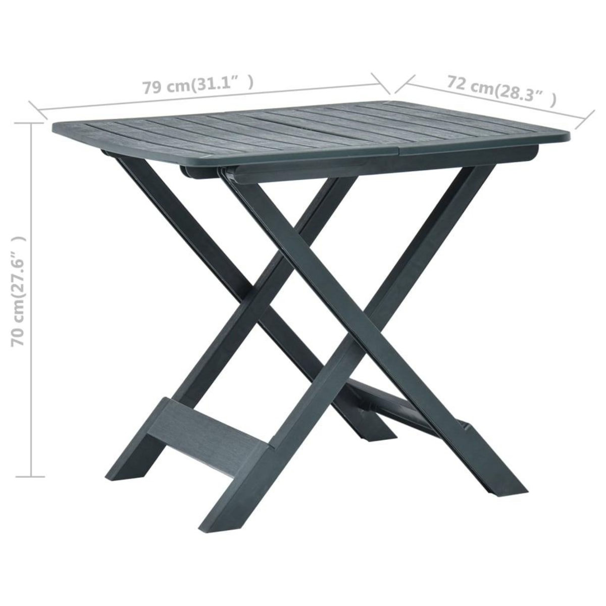 VIDAXL Table pliable de jardin Vert 79x72x70 cm Plastique