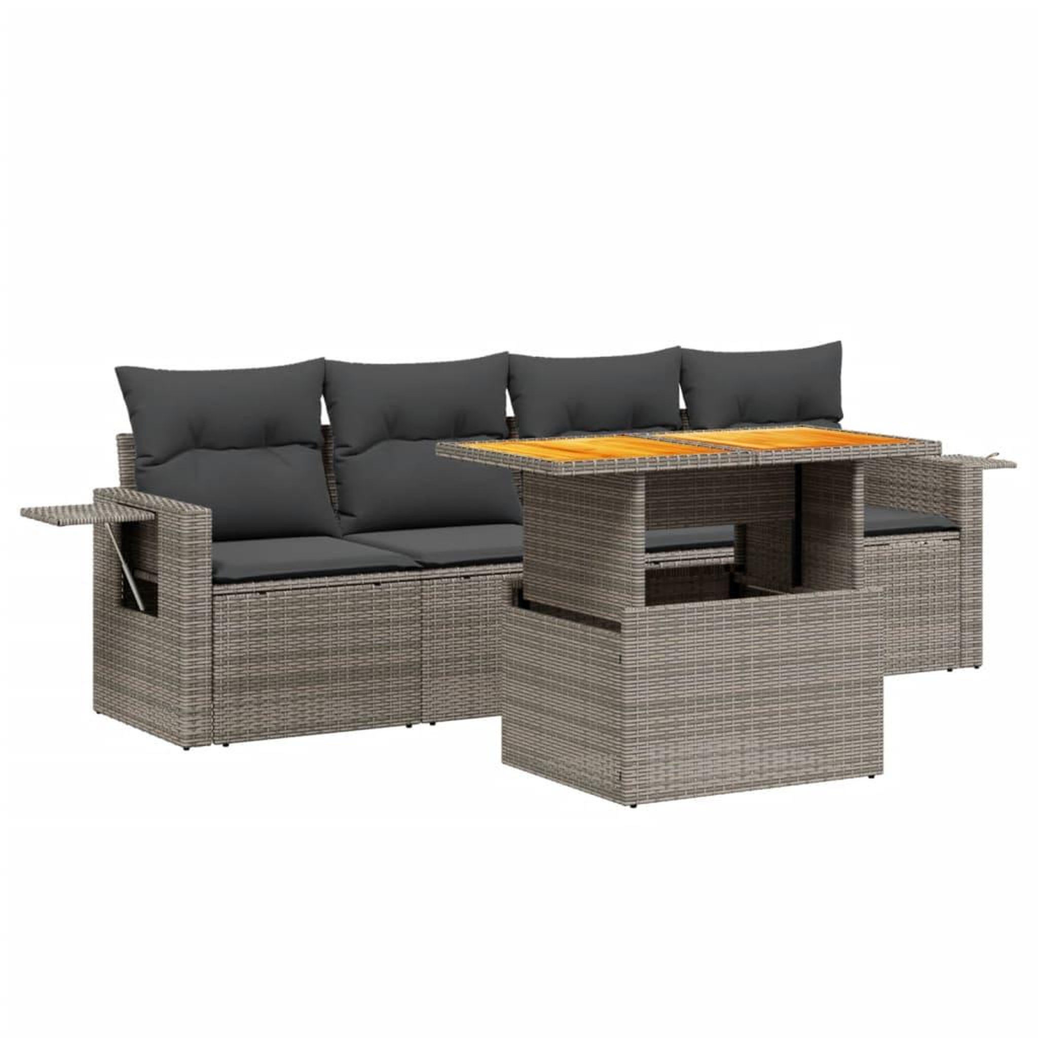 Voir la diapositive 2 : VIDAXL Salon de jardin avec coussins 5 pcs beige resine tressee