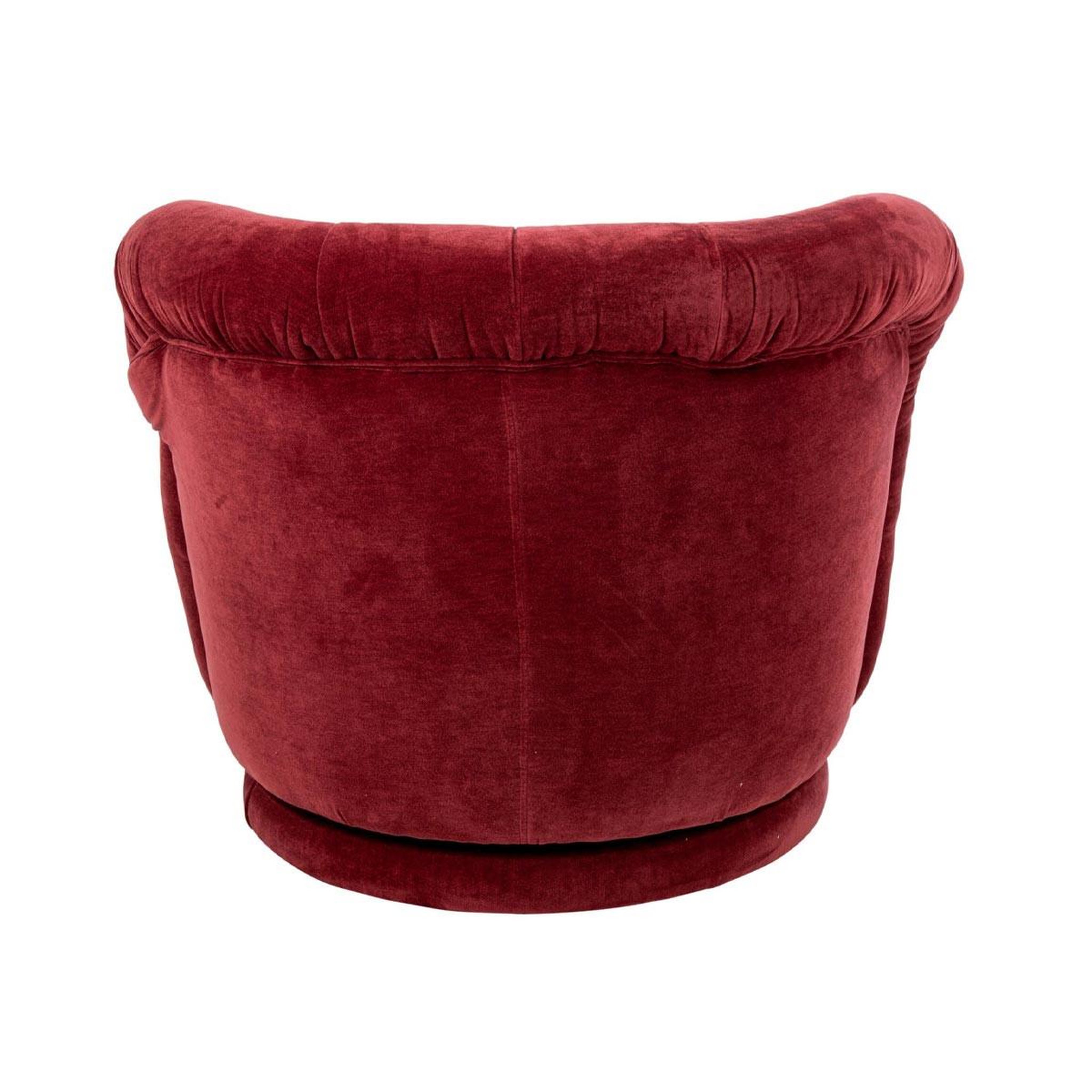 Voir la diapositive 4 : J-LINE Fauteuil pivotant en tissu  macaron  87cm bordeaux
