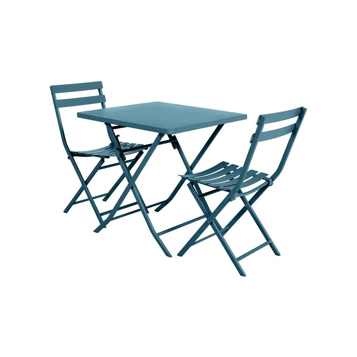 HESPERIDE Table de jardin carrée Greensboro 70 x 70 cm Bleu Canard - Hespéride