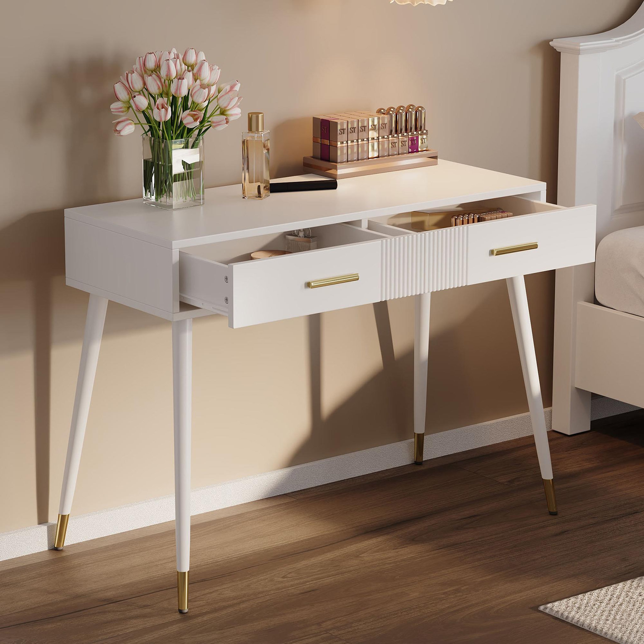 Voir la diapositive 4 : MERAX Coiffeuse coloris blanc mdf