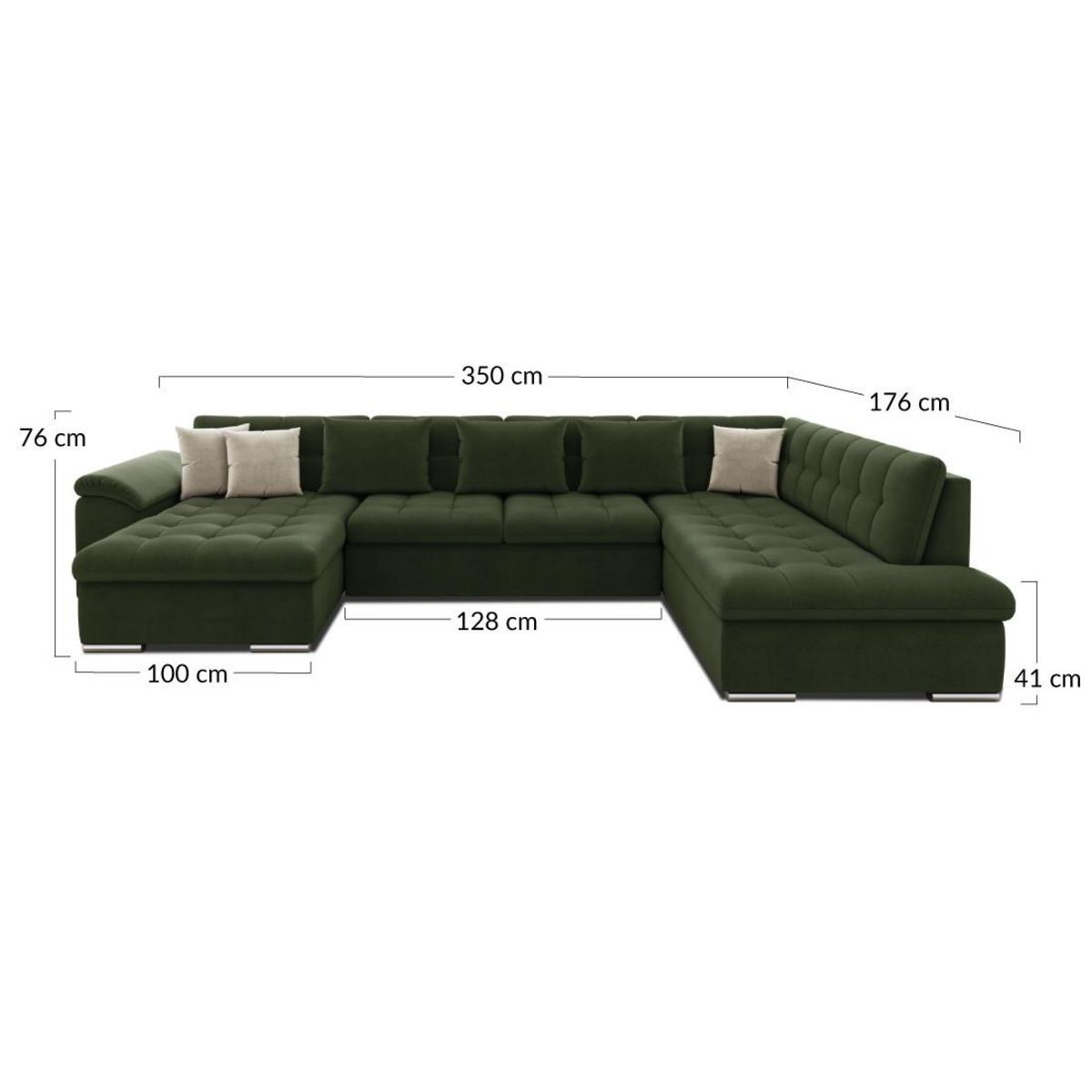 BEST MOBILIER Chuck - canapé panoramique xxl - convertible avec coffre - 7 places - droit