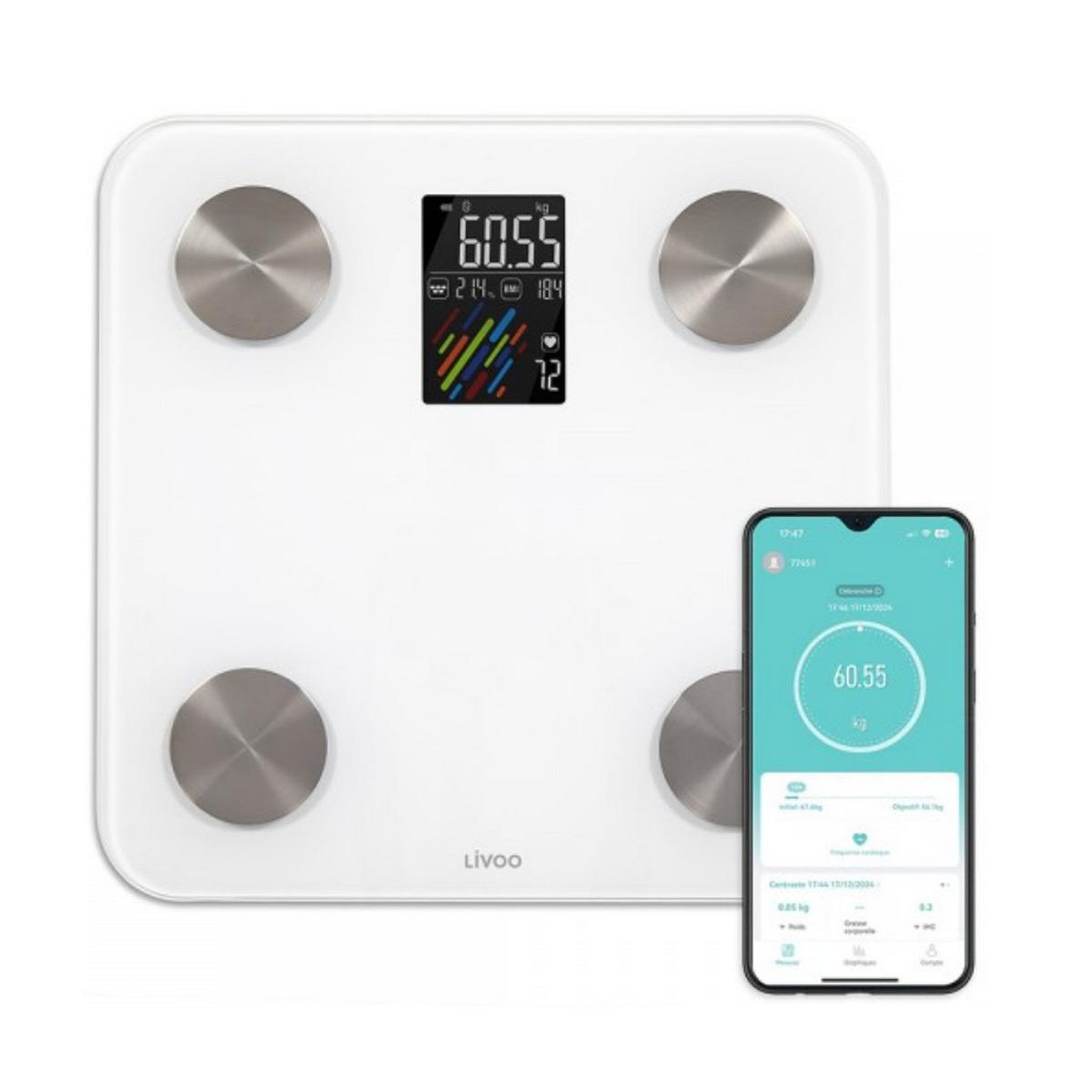 Voir la diapositive 2 : LIVOO Impédancemètre 180kg 100g - dom514
